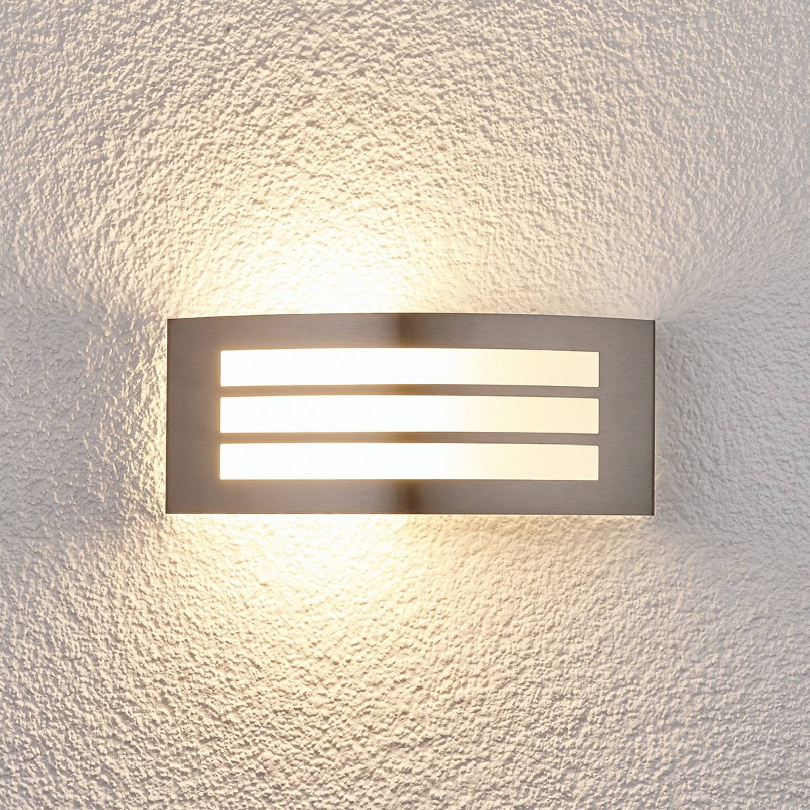 Lindby Außen-Wandleuchte Raja, Edelstahl Alu IP44, 1 x 14 W