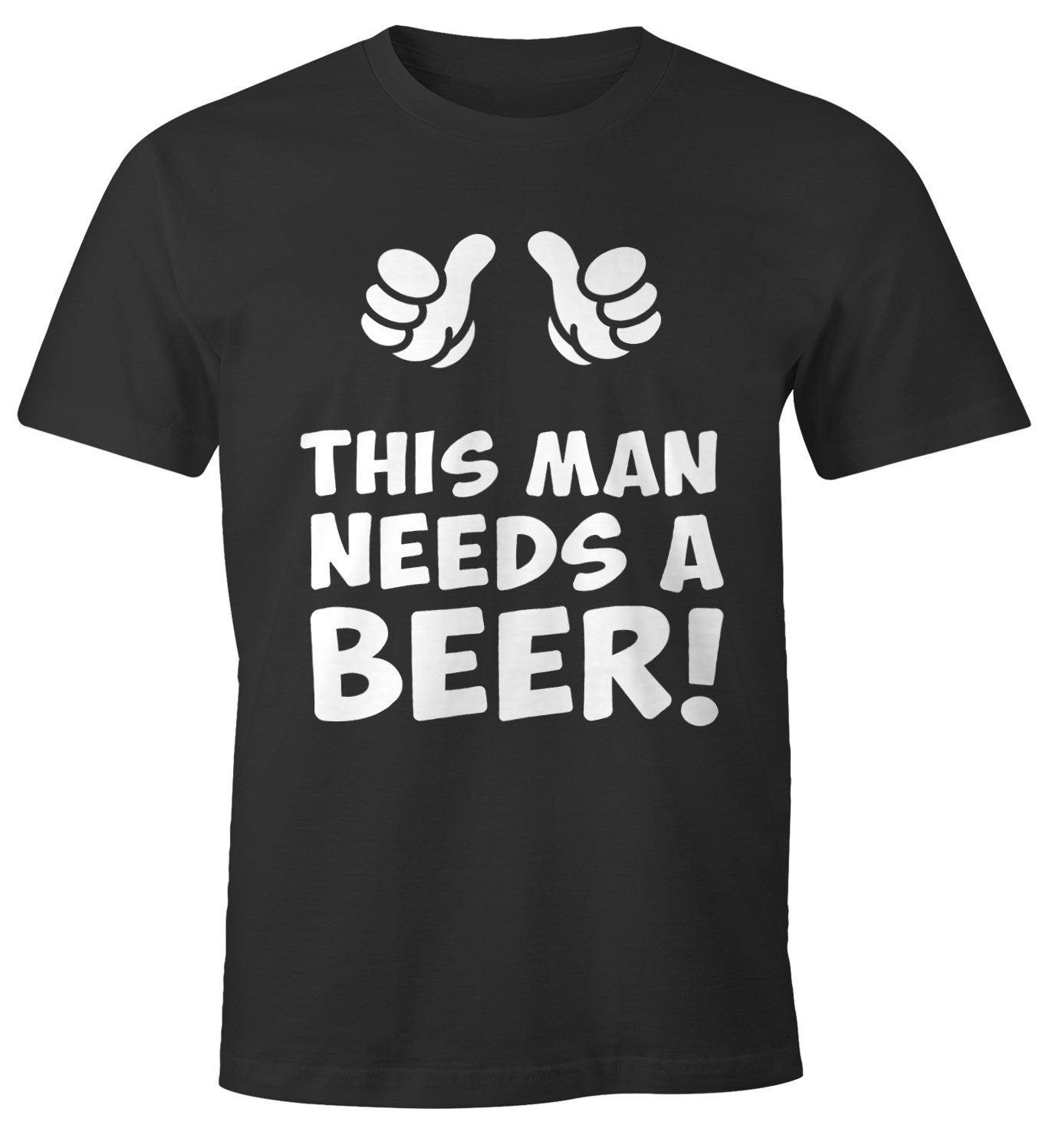 MoonWorks Print-Shirt This man needs a beer Herren Bier T-Shirt Moonworks® mit Print schwarz