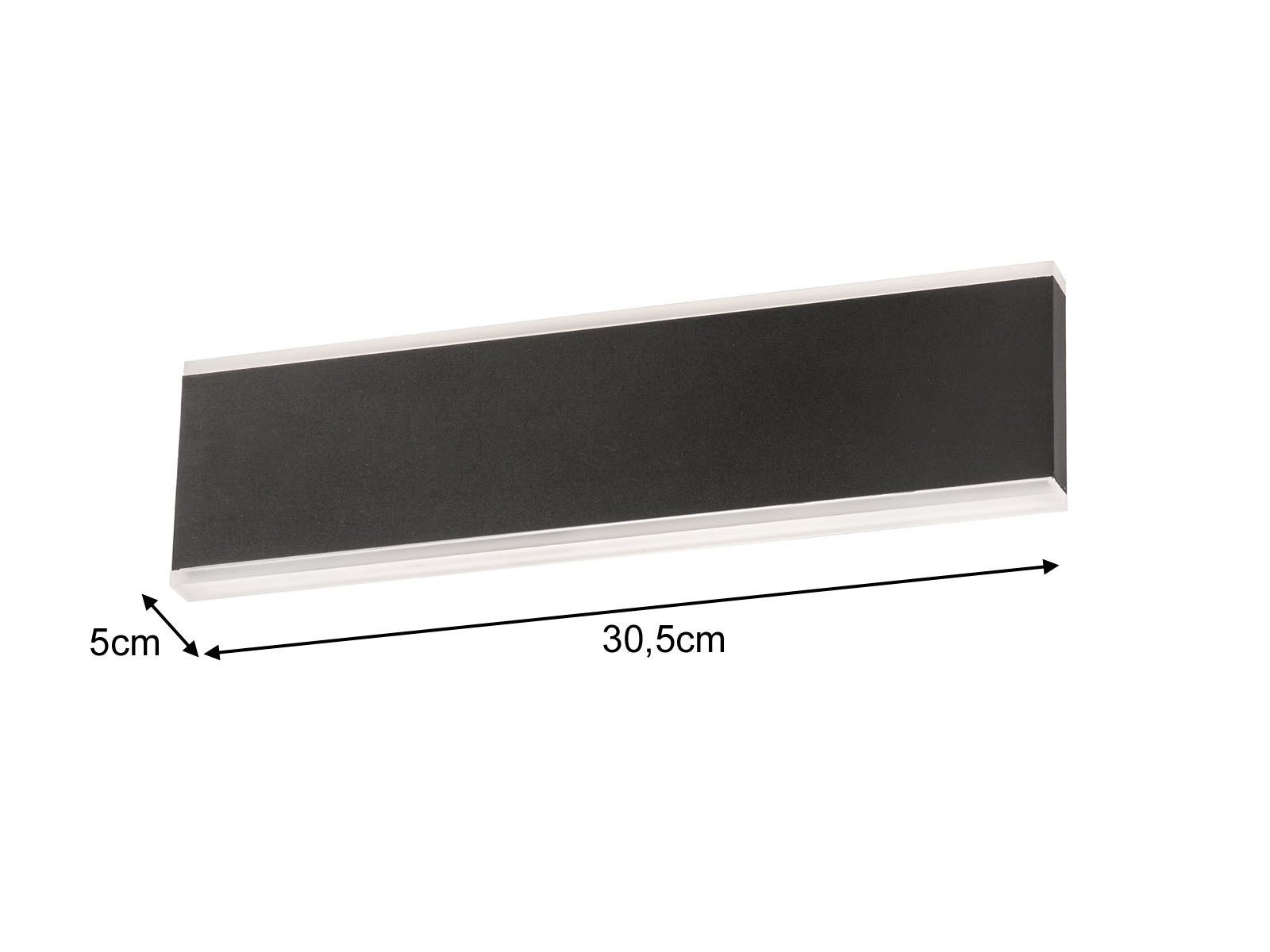 FISCHER & HONSEL LED Wandleuchte, LED fest integriert, Warmweiß, 2er SET Schwarz flach für indirekte-s Licht & Wand-Beleuchtung innen