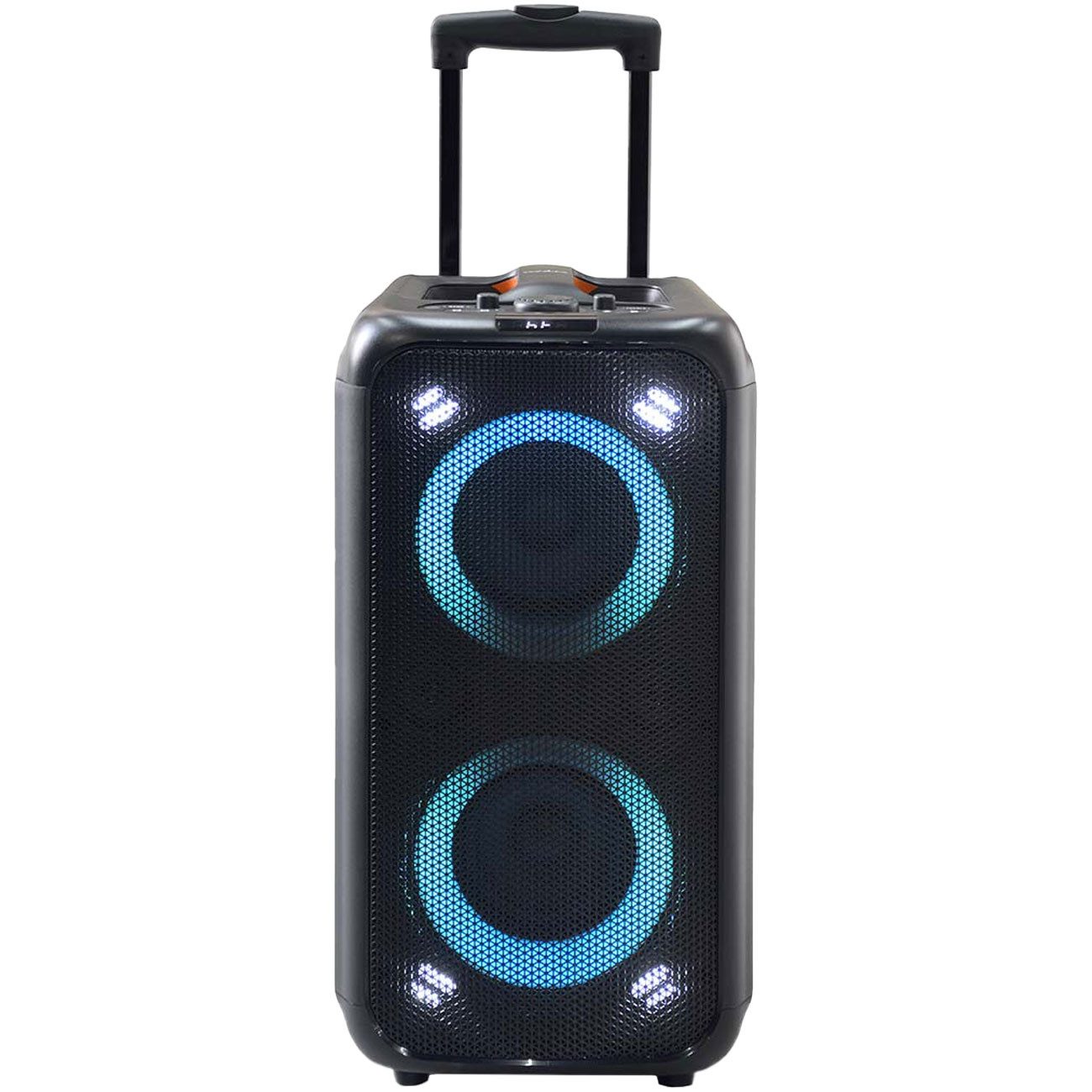 Nedis 100W Bluetooth Trolley-Lautsprecher, Karaoke, RGB, 5h Akku, AUX, USB Bluetooth-Lautsprecher (40 W, 100W Karaoke Party-Lautsprecher mit RGB-Licht Akku Trolley-Funktion)