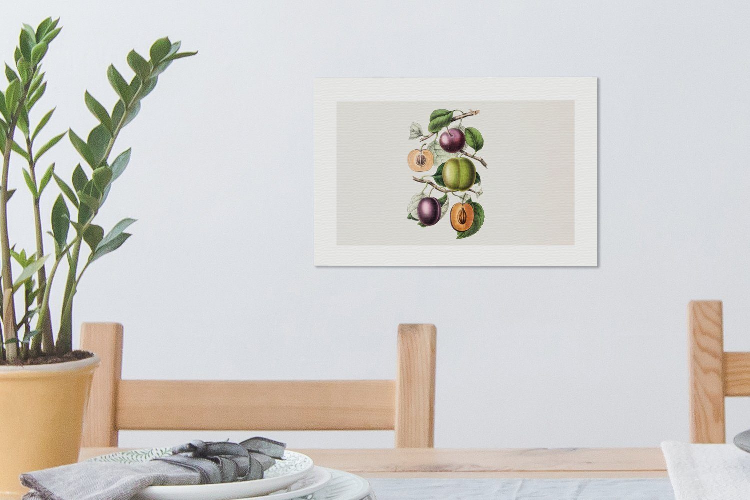 Aufhängefertig, OneMillionCanvasses® cm Leinwandbild Obst Wandbild Pfirsich, 30x20 Lebensmittel St), (1 Leinwandbilder, - - Wanddeko,