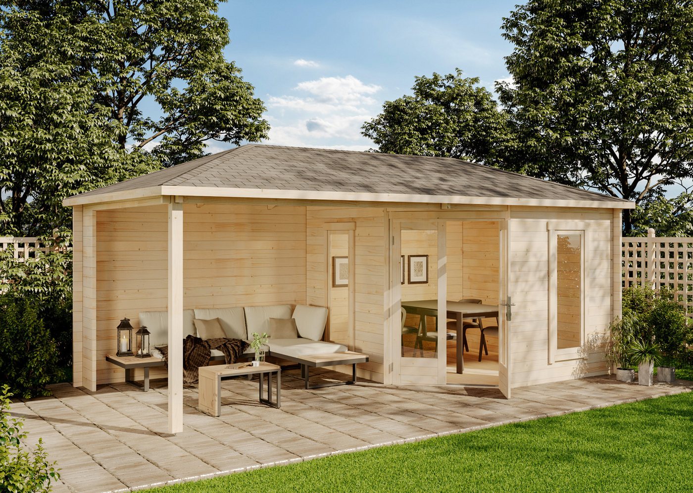 Thumbnail - Alpholz Gartenhaus Holz 5-Eck Liwa, BxT: 613,5x316,7 cm
