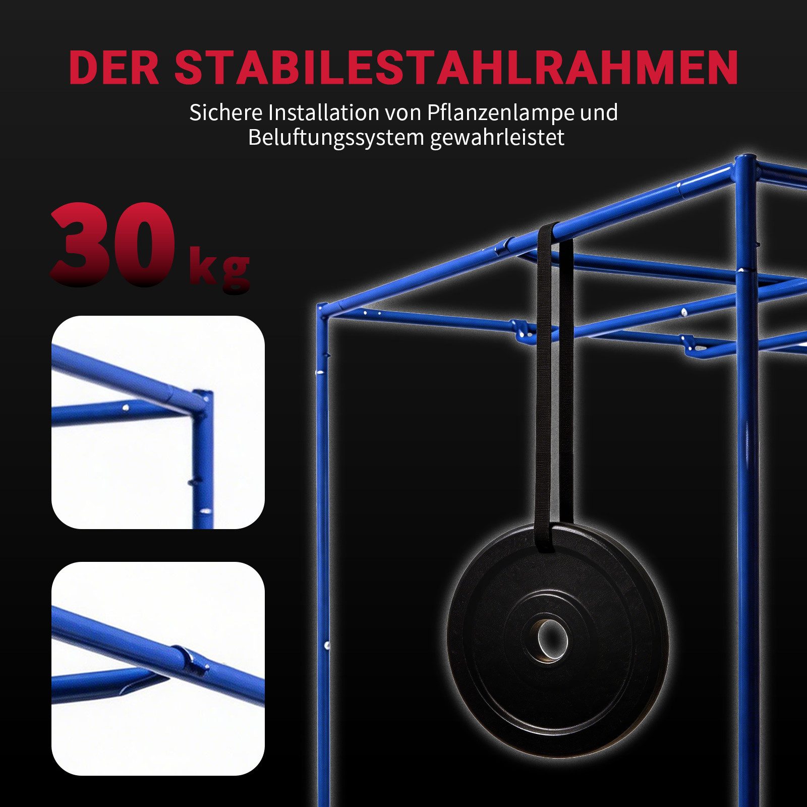 CannoBox Gewächshaus Canno Box Gewächshaus Growzelt-1680D Oxford-Gewebe Growbox Anbauset, BxTxH: 40 x 40 x 120 cm, 1680D Oxford,Reflexionsgrad:95 %,2 Sichtfenst – Bild 5 von 5
