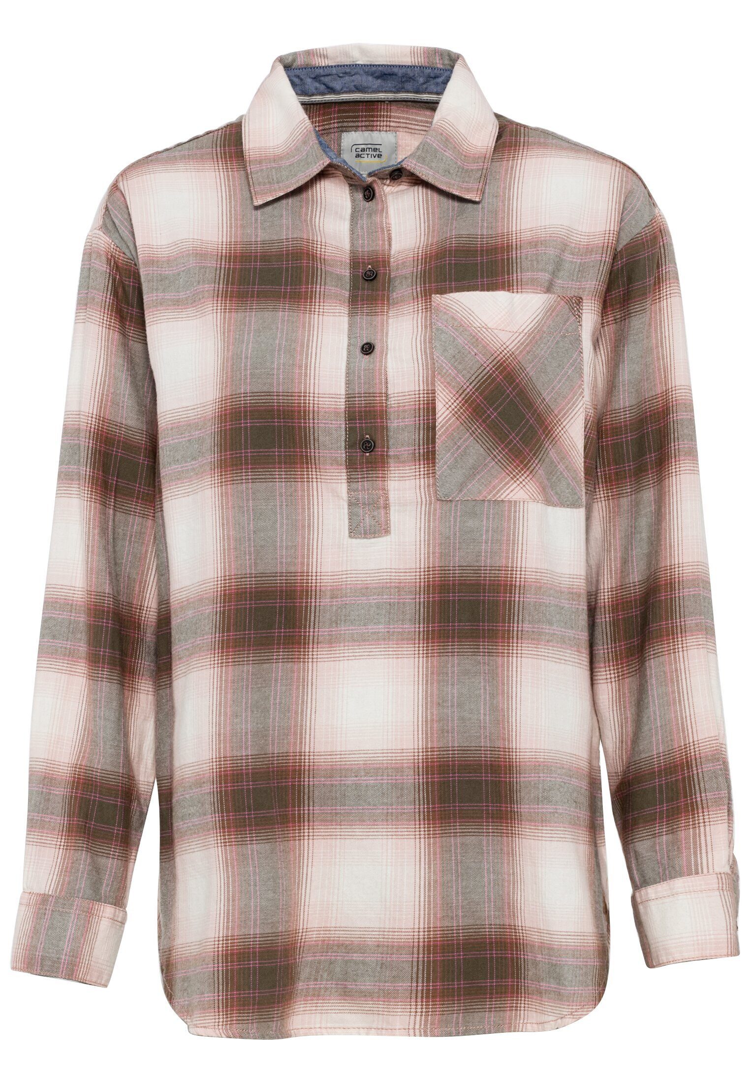 Langarmbluse Flanellbluse aus Baumwolle