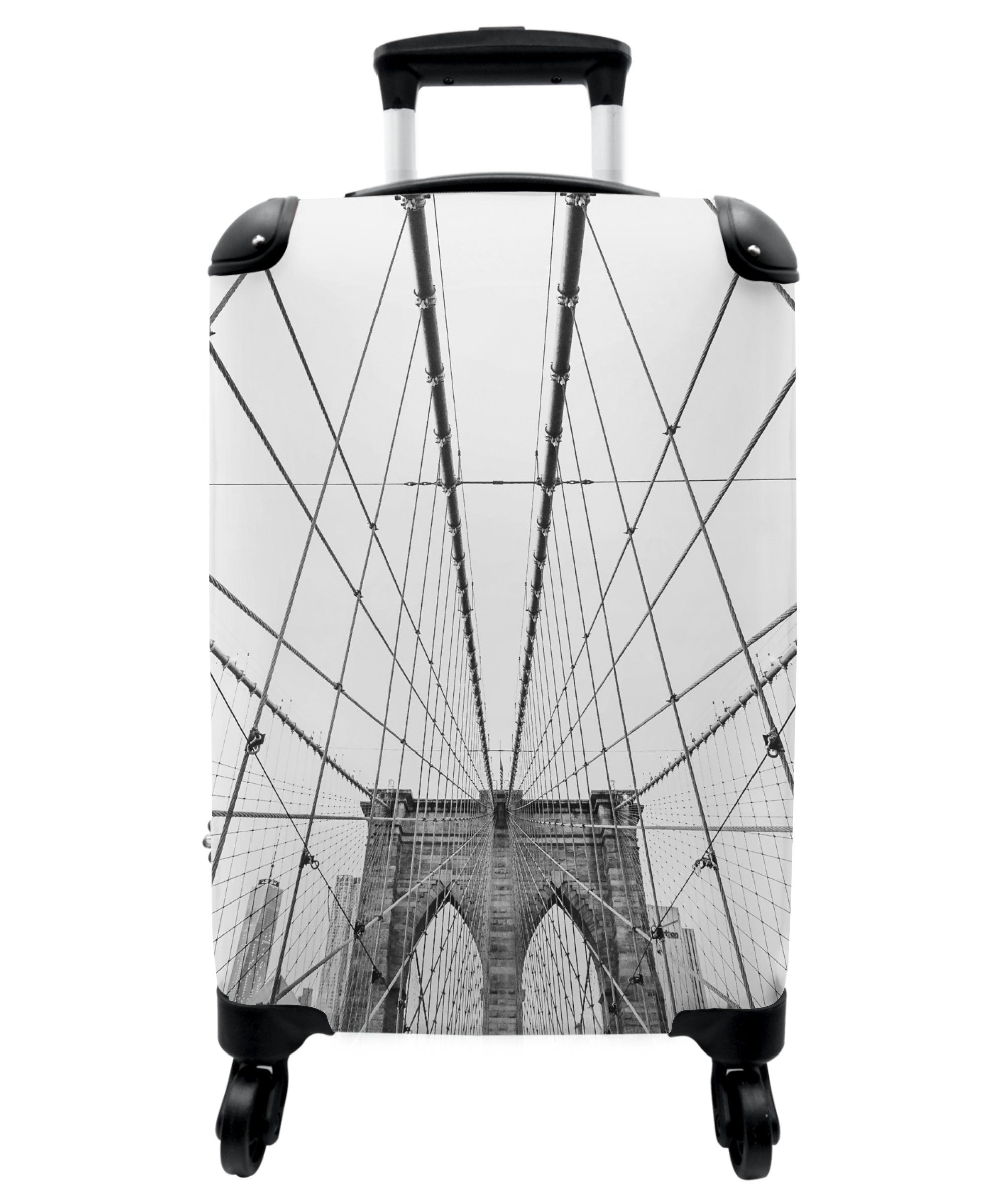 NoBoringSuitcases.com© Handgepäckkoffer 55x35x20cm Brooklyn Bridge - Brücke - Architektur - Gebäude, 4 Rollen, Handgepäck Trolley Rollkoffer Kleine Reisekoffer mit 4 Rollen - Cabin