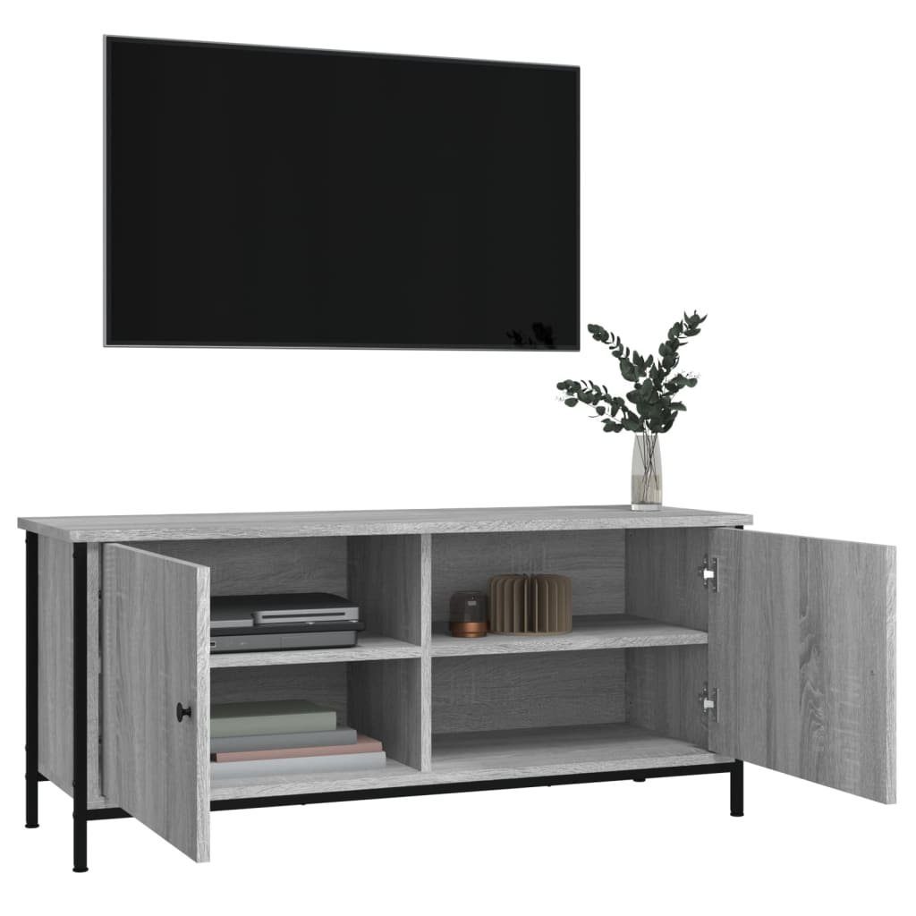 furnicato TV-Schrank mit Türen cm 102x35x45 Holzwerkstoff Grau Sonoma
