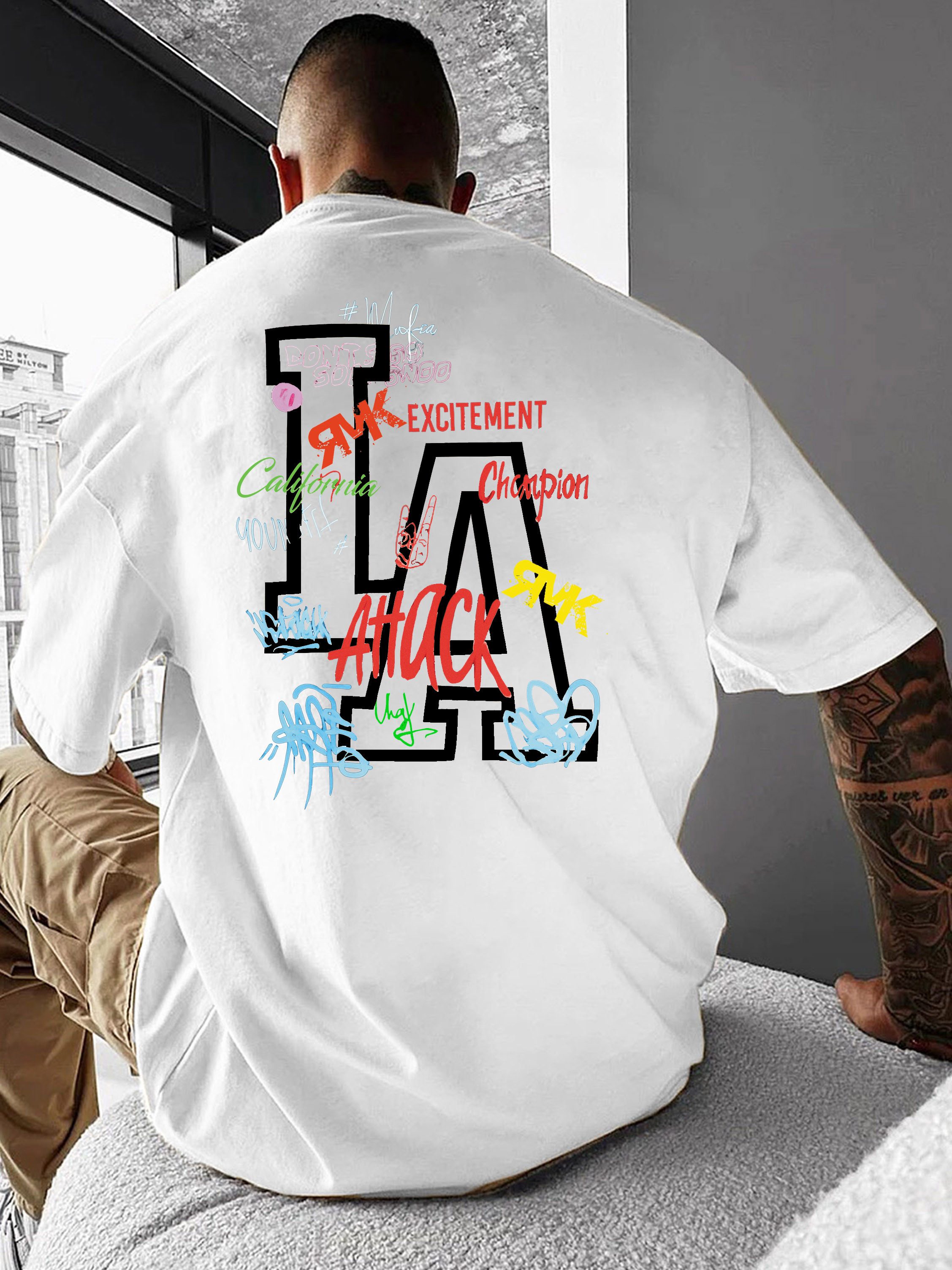RMK T-Shirt Herren T-Shirt Print Bedruckung LA Los Angeles aus 100% Baumwolle