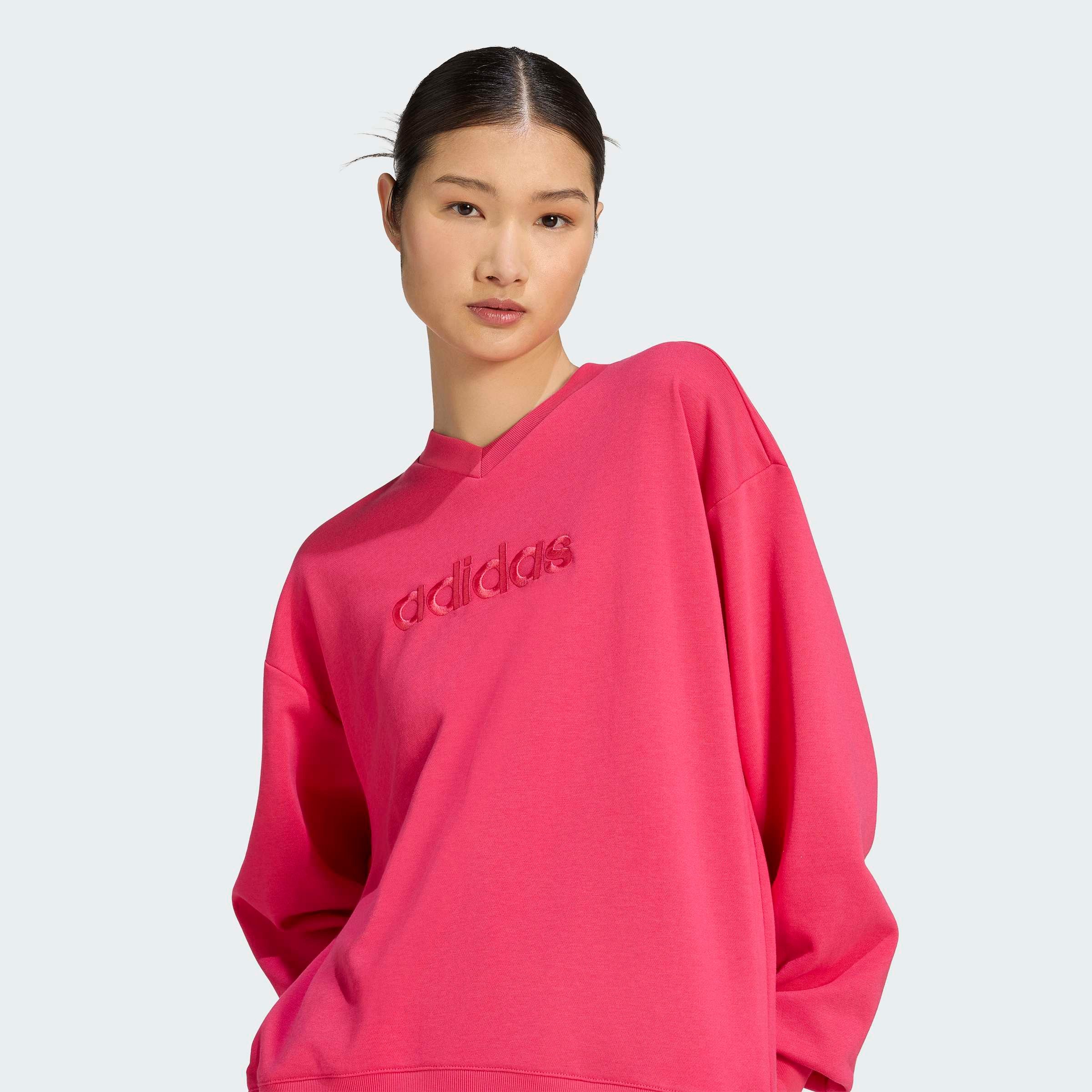 adidas Sportswear Sweatshirt W SAT CRW mit V-Ausschnitt, ohne Verschluss, in normaler Länge