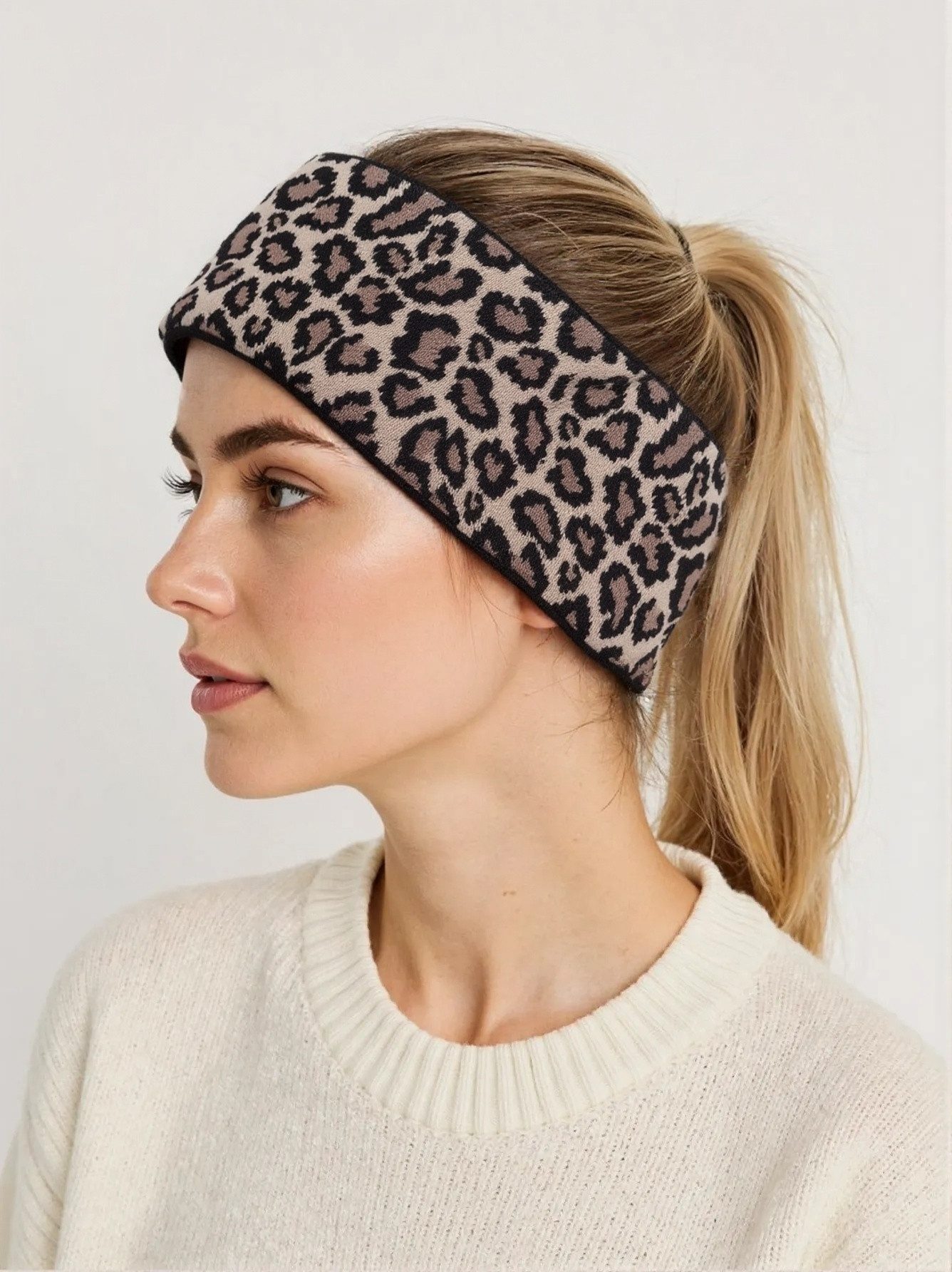 MIRROSI Stirnband Damen Strick Leo Muster, super Elastisch, Einheitsgröße i günstig online kaufen