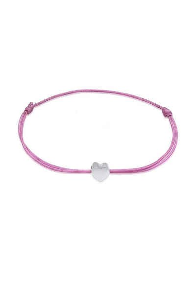 Elli Armband Herz Liebe Textilband Trend 925 Silber, Herz