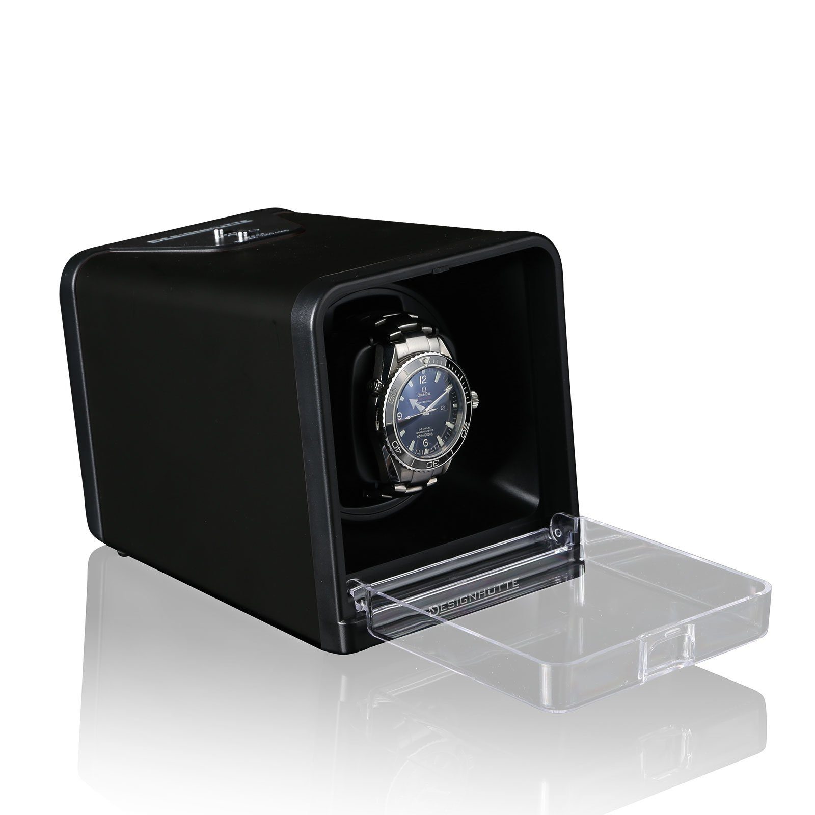 Designhütte Uhrenbox Uhrenbeweger Urban schwarz Geradliniges Design, für  eine Automatikuhr