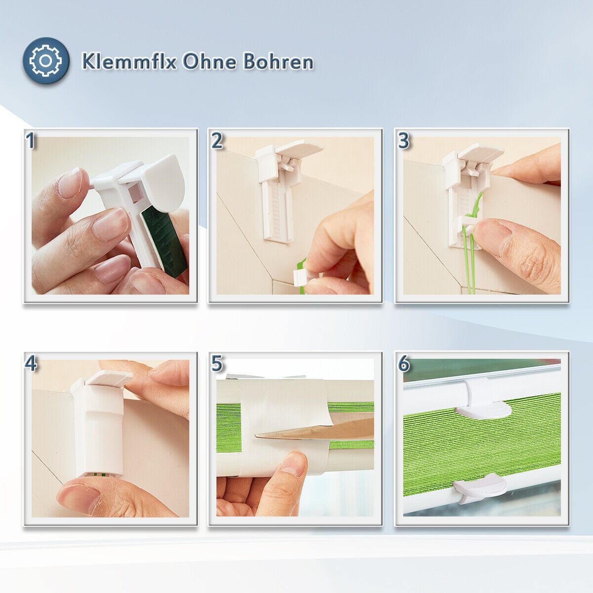 OUBO Plissee ohne Bohren Klemmfix, lichtdurchlässig Rollo, Lichtschutz, Easyfix, Klemmfix, mit Klemmträger, Sichtschutz und Sonnenschutz für Fenster & Tür – Bild 5 von 5