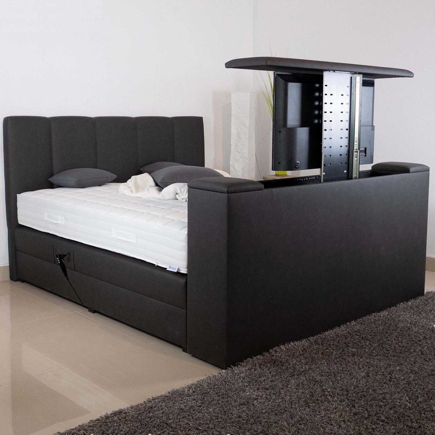PAARA Boxspringbett Chicago elektrisch verstellbar mit Motor + TV Lift, mit einzigartigem Belüftungssystem