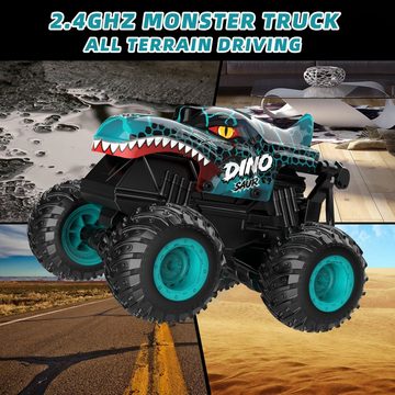 Esun RC-Auto Ferngesteuertes Auto, 2,4GHz20km/h RC Monstertruck mit Aufrecht Gehen (Packung, Komplettset), Ferngesteuerter Monster Truck, 360°Drehung, LED-Licht und Musi