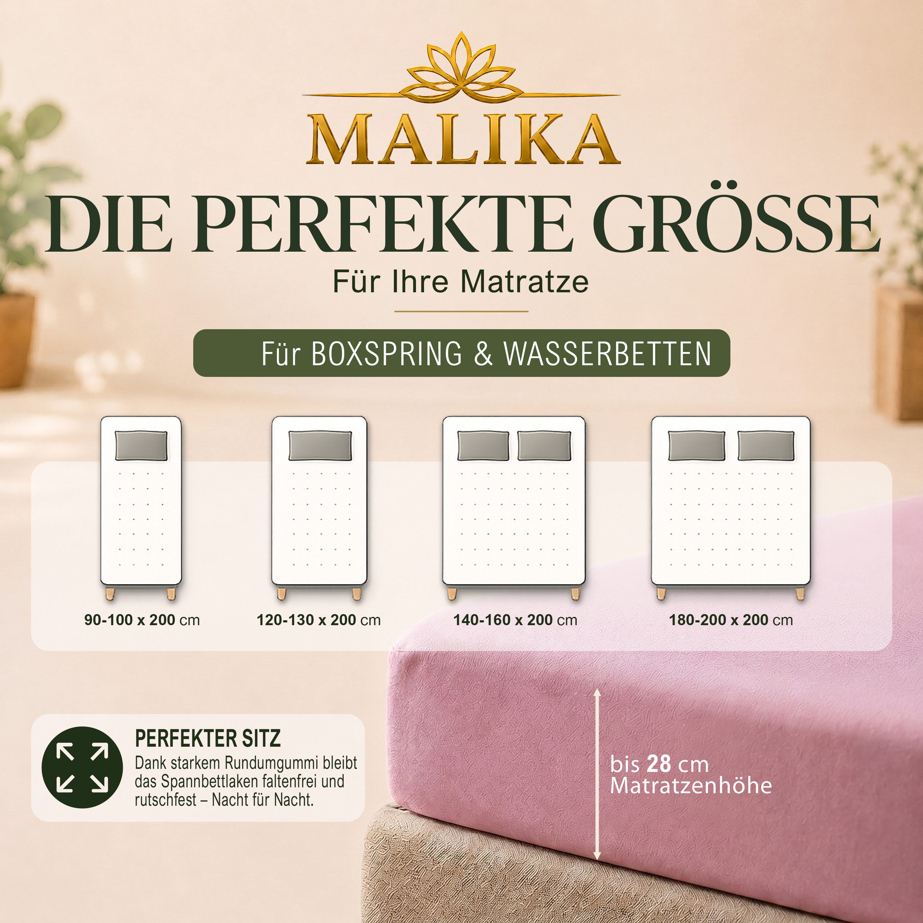 Malika Spannbettlaken Baumwolle weiches Ganzjahres-Spannbetttuch, Jersey Baumwolle, Gummizug: Ja, (2 Stück), Allergikergeeignet, Pflegeleicht und Atmungsaktiv – Bild 5 von 5