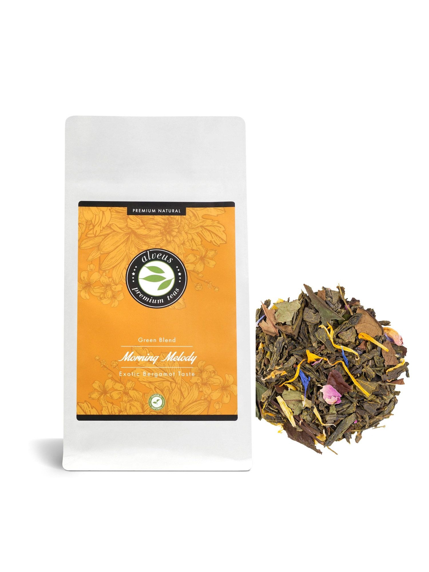 Alveus Tee Tee Alveus Morning Melody Grün-/Weißtee Exotik-Bergamotte 100g Tüte, 1 x 100,00 g, loser Premium-Tee; natürlich aromatisiert; Exotik-Bergamotte