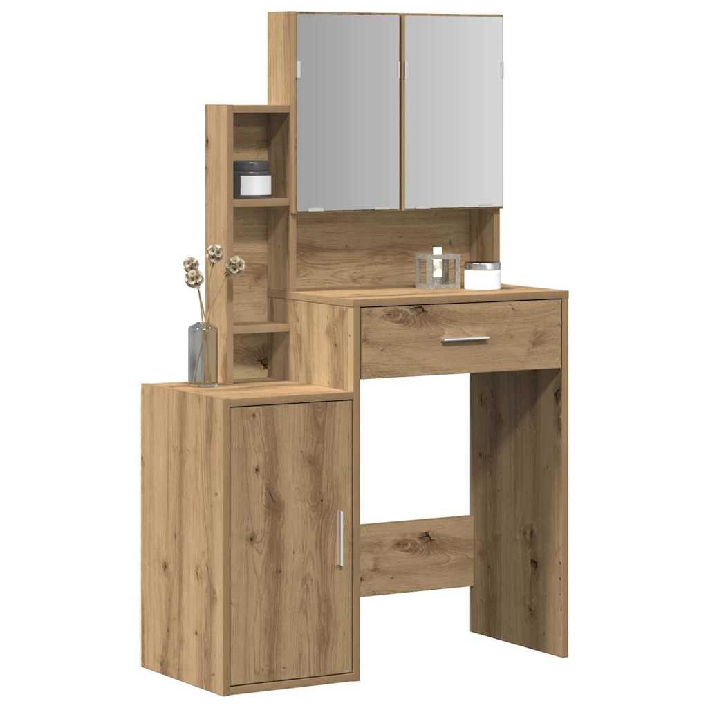 vidaXL Schminktisch Schminktisch Artisan-Eiche 80 x 35 x 132 cm Holzwerkstoff (1-St) – Bild 3 von 5