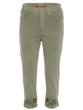 Body Needs Sweatjeans Caprihose koerpernah mit Stickerei und Paillettenverzierung