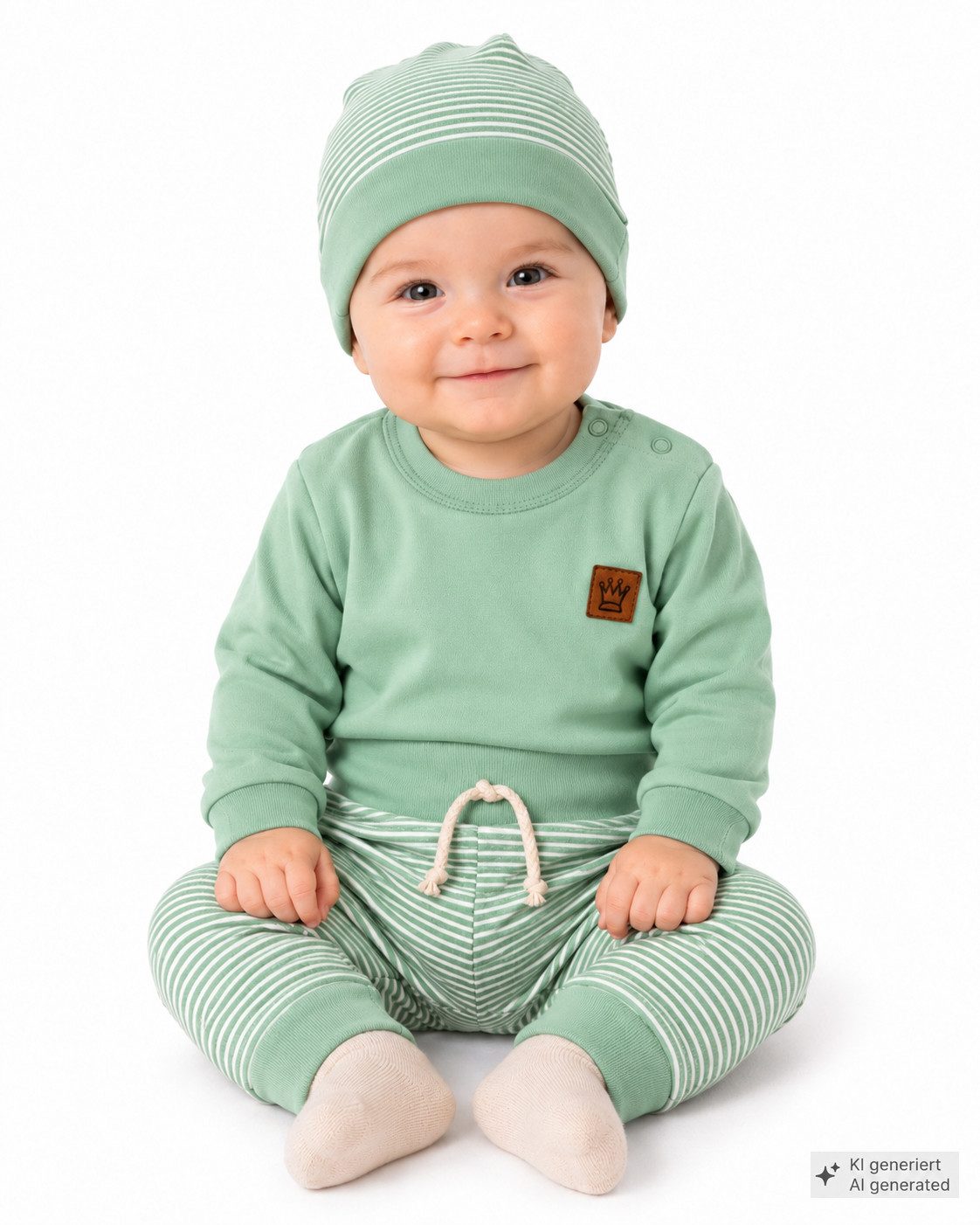 La Bortini Erstausstattungspaket Baby Anzug Langarmshirt Hose Mütze Socken neutral in braun (4-teilig, weich, für Jungen und Mädchen, Erstlingsset für Neugebore – Bild 2 von 2