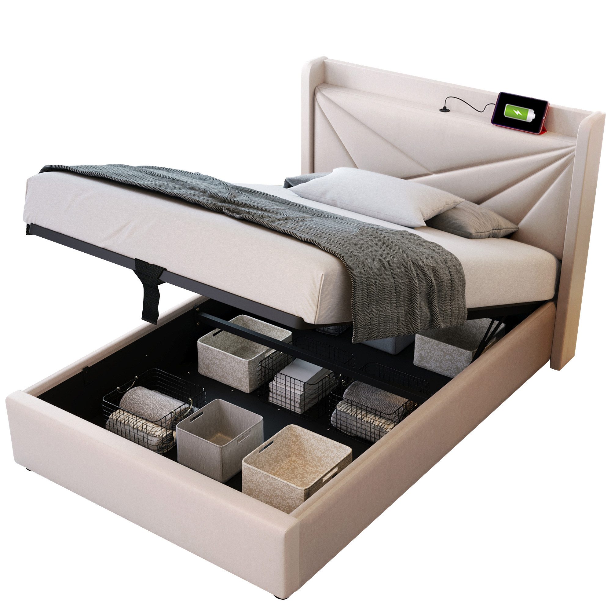 TavilaEcon Boxspringbett Einzelbett mit Stauraum und günstig online kaufen