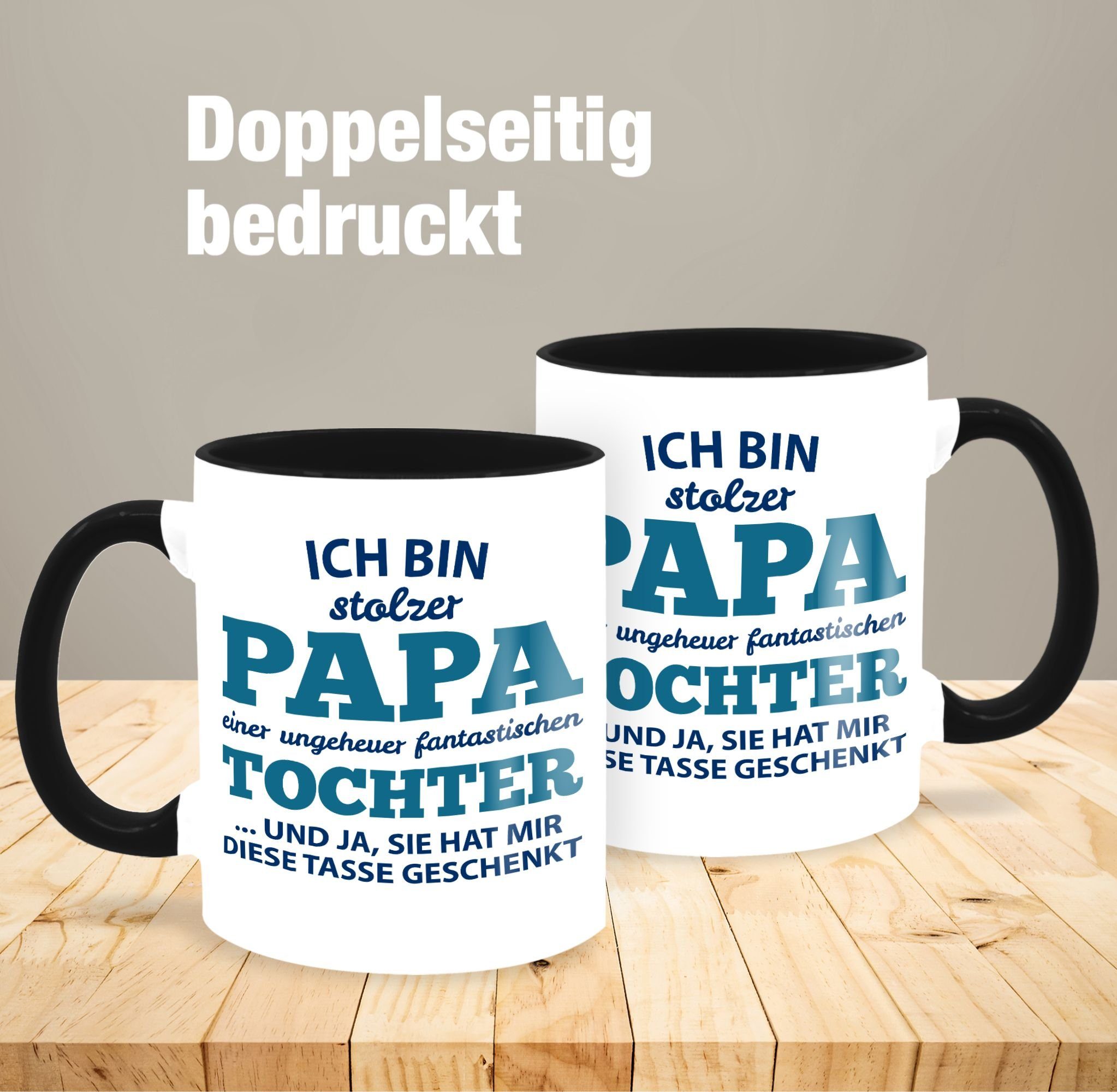 Tochter Schwarz Vatertag Tasse fantastischen Papa 2 Kaffeetasse Keramik, Stolzer einer Geschenk Tasse, Shirtracer