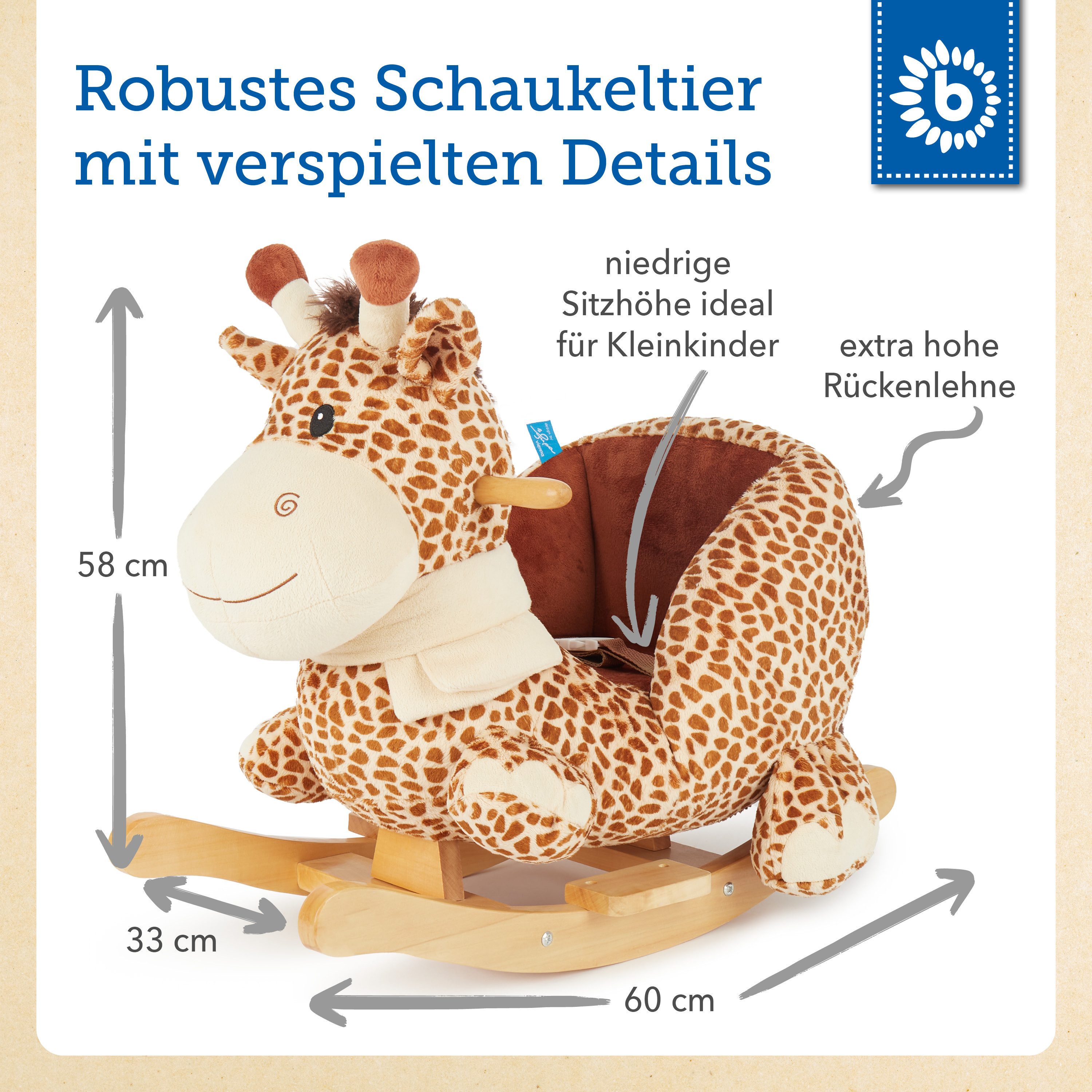 BIECO Schaukeltier Bieco Plüsch Schaukeltier Giraffe Schaukelpferd – Bild 5 von 5