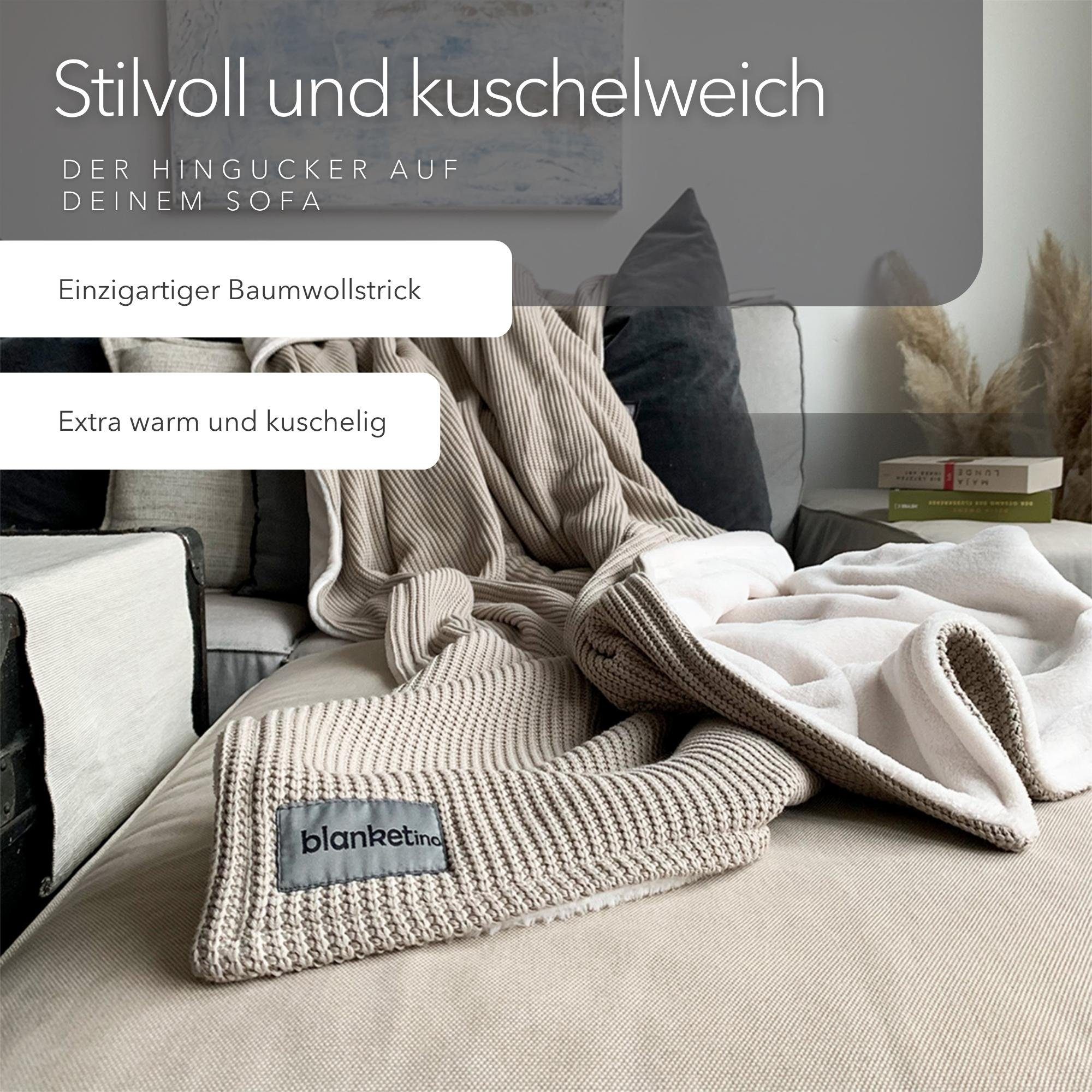 Wohndecke flauschige Kuscheldecke, wärmende Couchdecke im Strick Design, bl günstig online kaufen