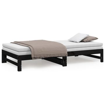 furnicato Bett Tagesbett Ausziehbar Schwarz 2x(100x200) cm Massivholz Kiefer