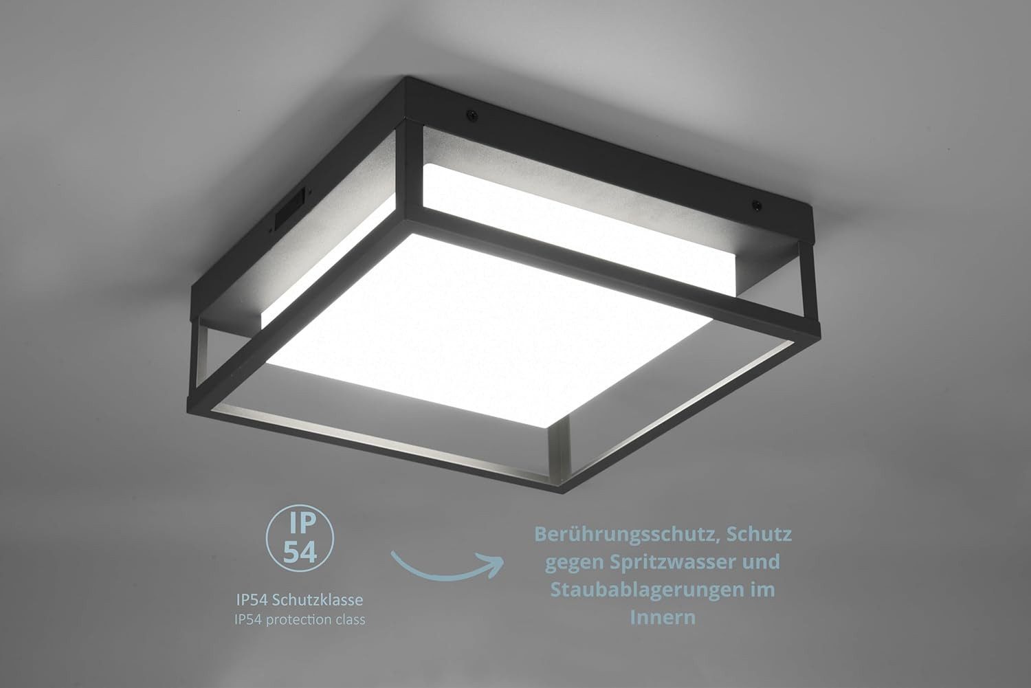 lightling LED Außen-Deckenleuchte Jan, LED fest integriert, Warmweiß, Lichtfarbe an der Leuchte einstellbar, IP54 Outdoor