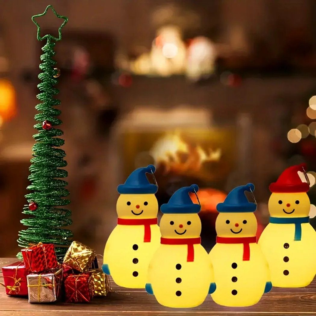 Weihnachtsschneemann-Dekorationslichter, Weihnachtsszene TUABUR leuchtende Blau Ornamente