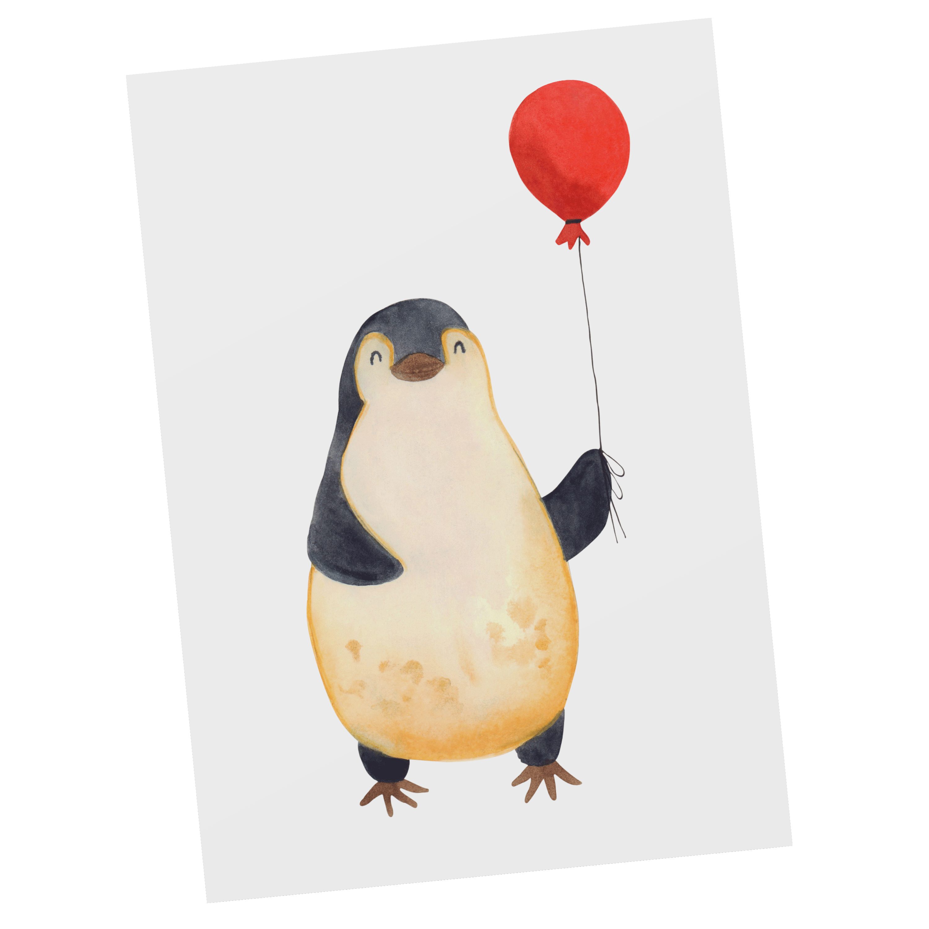 Mr. & Mrs. Panda Postkarte Pinguin Luftballon - Weiß - Geschenk, Jahrmarkt, Einladung, gute Laun