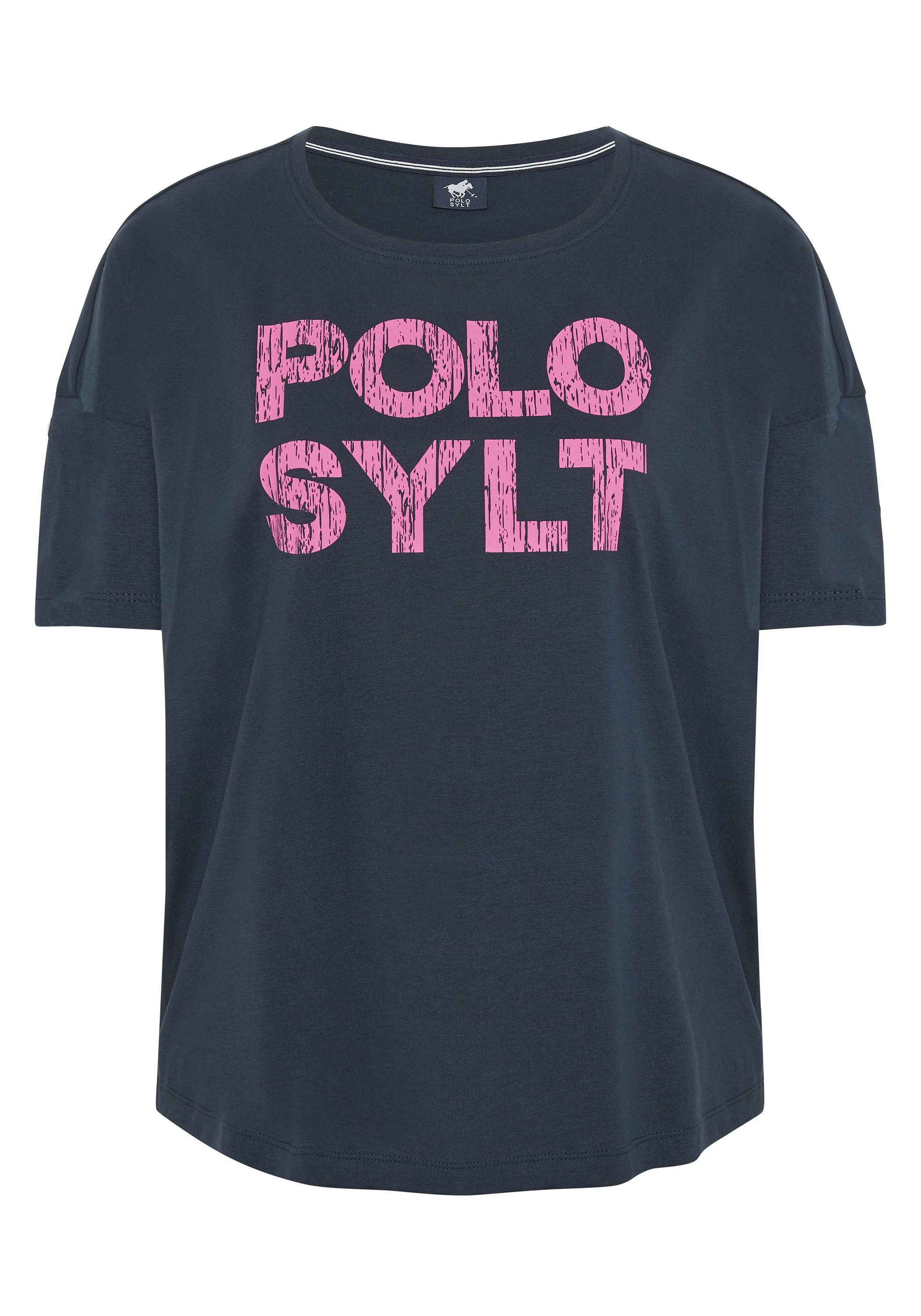 Print-Shirt mit Pigment-Print im Label-Stil