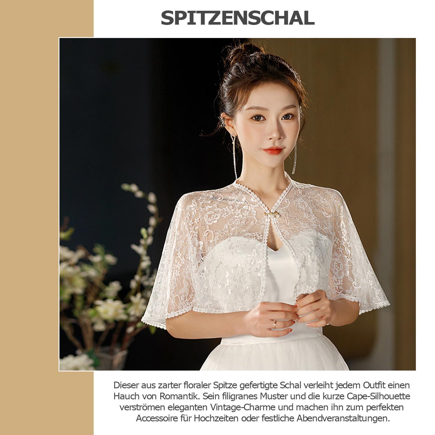 Refttenw Poncho Bolero Jacke Damen Jäckchen,Spitzen Bolero Strickjacke,Cardigan