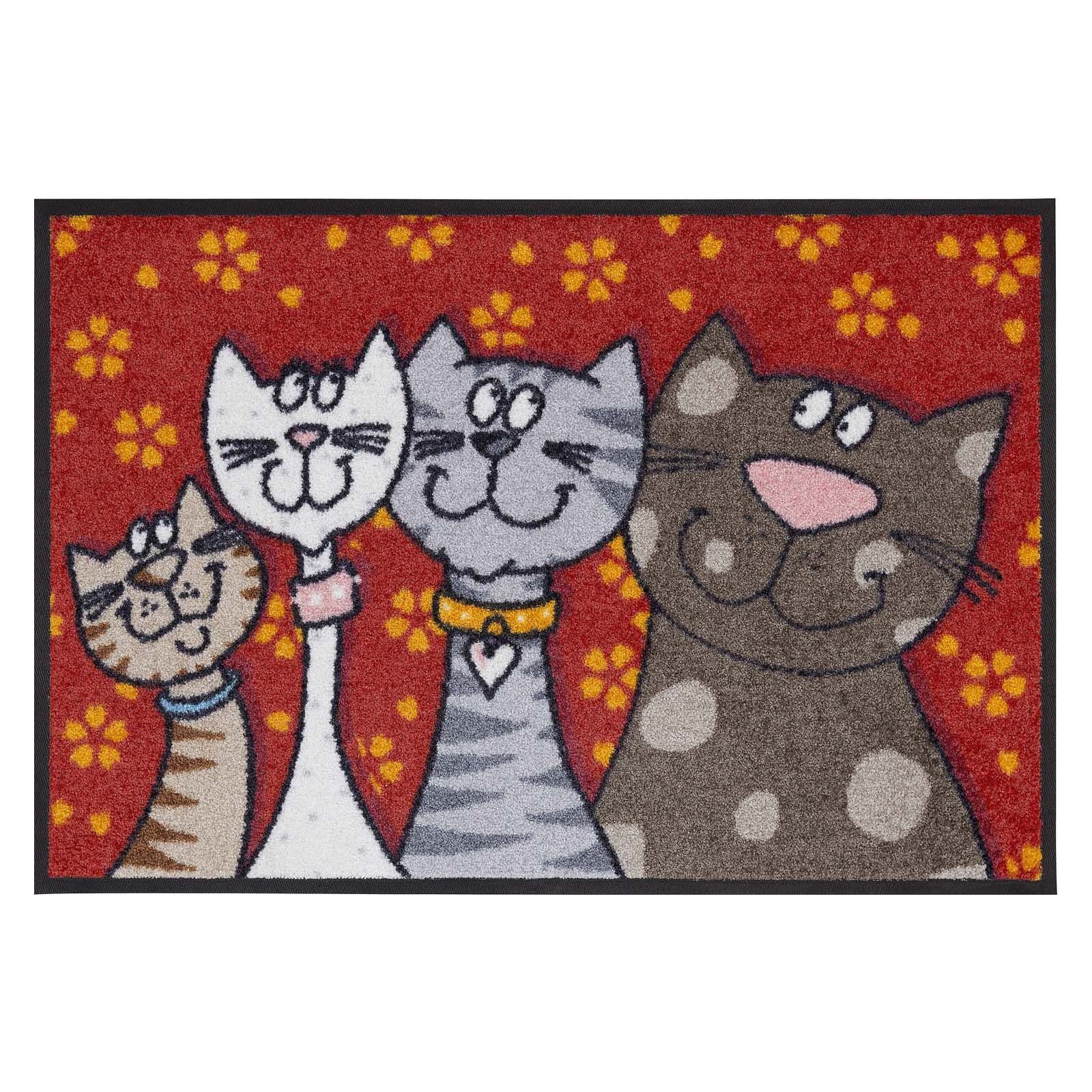 Salonloewe Fußmatte Fußmatte 50x75 Katzenfamilie rot, Eingangsmatte normal, günstig online kaufen