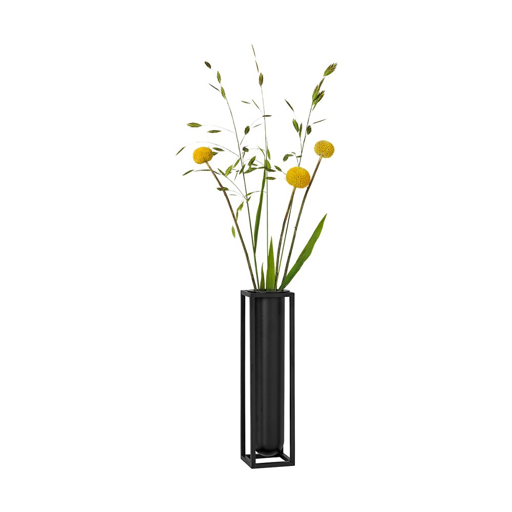 by Lassen Wanddekoobjekt by Lassen - Kubus Vase Flora, Black 6 x 6 x 24 cm