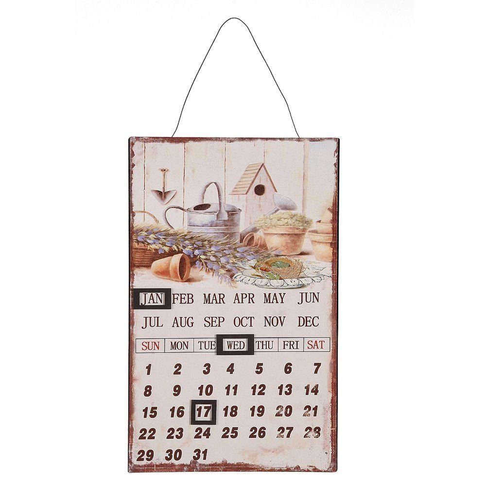 Linoows Metallschild Magnetkalender mit Gartenmotiven, Blechschild 