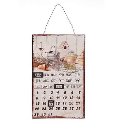 Linoows Metallschild Magnetkalender mit Gartenmotiven, Blechschild, Kalender, Dauerkalender mit Magneten 33x25 cm.