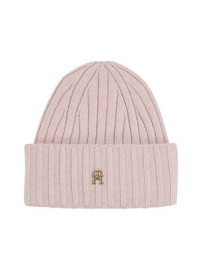 Tommy Hilfiger Strickmütze ESSENTIAL CHIC BEANIE mit Markenlabel aus Metall