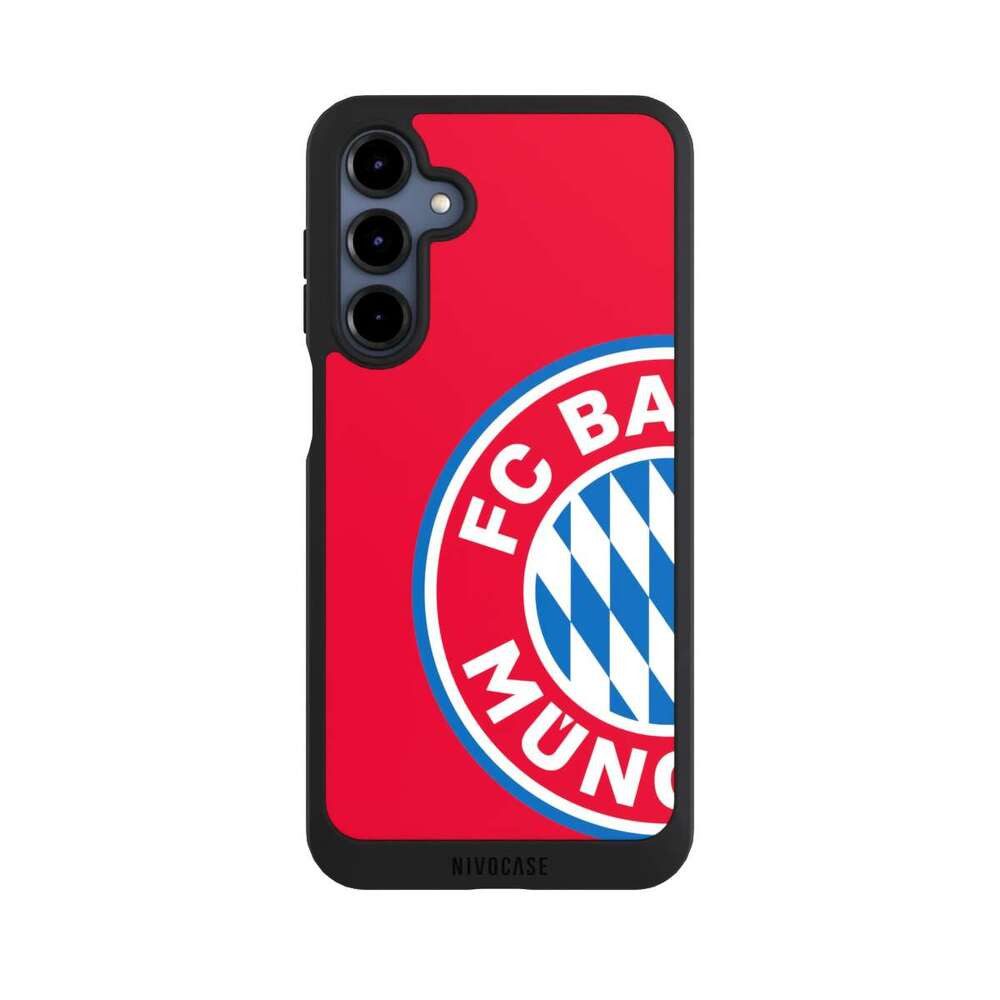 NIVOCASE Handyhülle FC Bayern München Offizielles Lizenzprodukt FCB Großes FCB Logo Rot, Samsung Galaxy A16 5G Handyhülle Hülle NIVOpure Case Schwarz