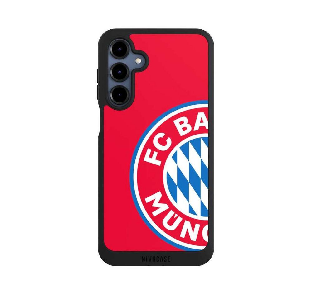NIVOCASE Handyhülle FC Bayern München Offizielles Lizenzprodukt FCB Großes FCB Logo Rot, Samsung Galaxy A16 5G Handyhülle Hülle NIVOpure Case Schwarz