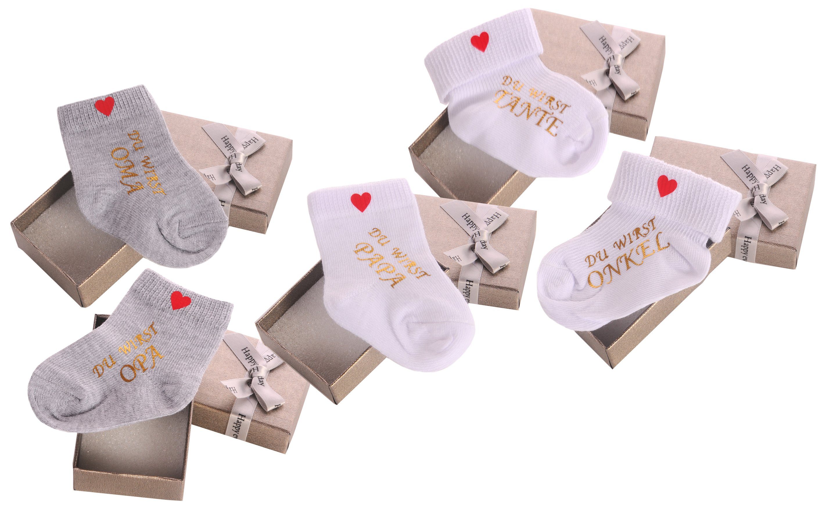 Neugeborenen-Geschenkset Geschenkbox und Socke mit Ankündigung Papa Oma Opa Geschenkidee