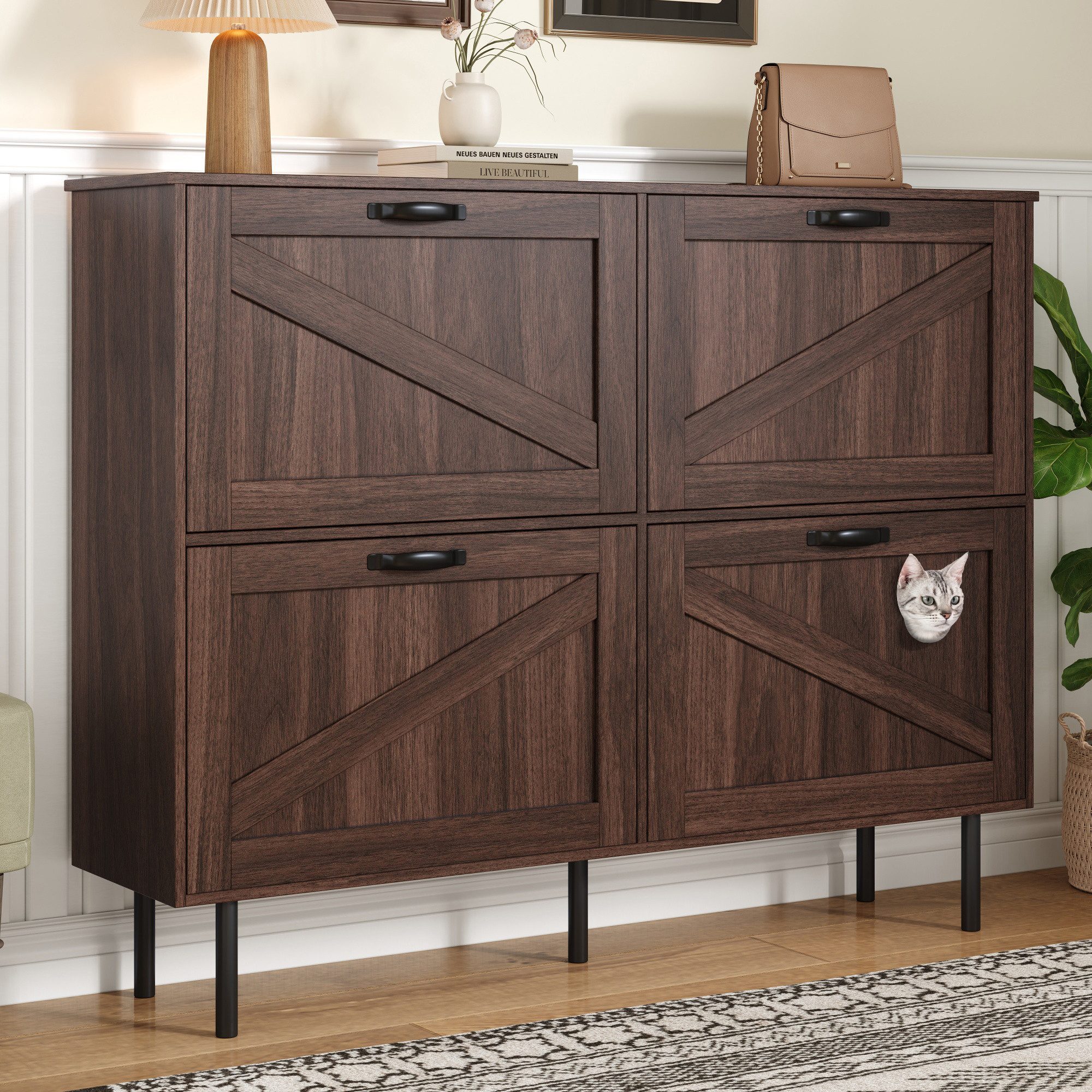 Refined Living Schuhschrank Schuhschrank mit 3 Klappen & 4 Türen,Schuhregal günstig online kaufen