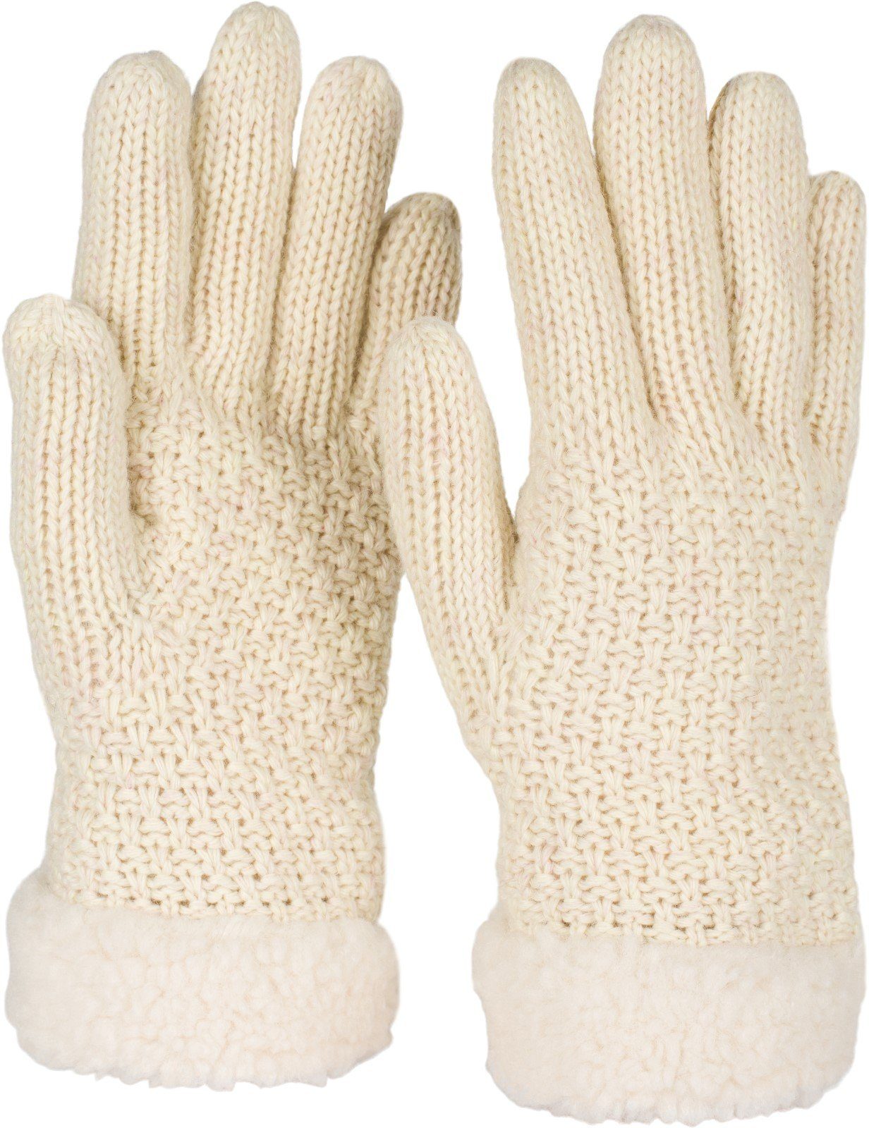 styleBREAKER Strickhandschuhe Strickhandschuhe mit Beige und Fleece Perlmuster