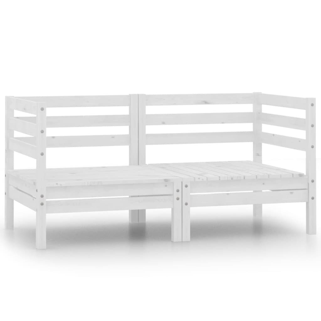 vidaXL Loungesofa 2-Sitzer-Gartensofa Weiß Kiefer Massivholz, 1 Teile