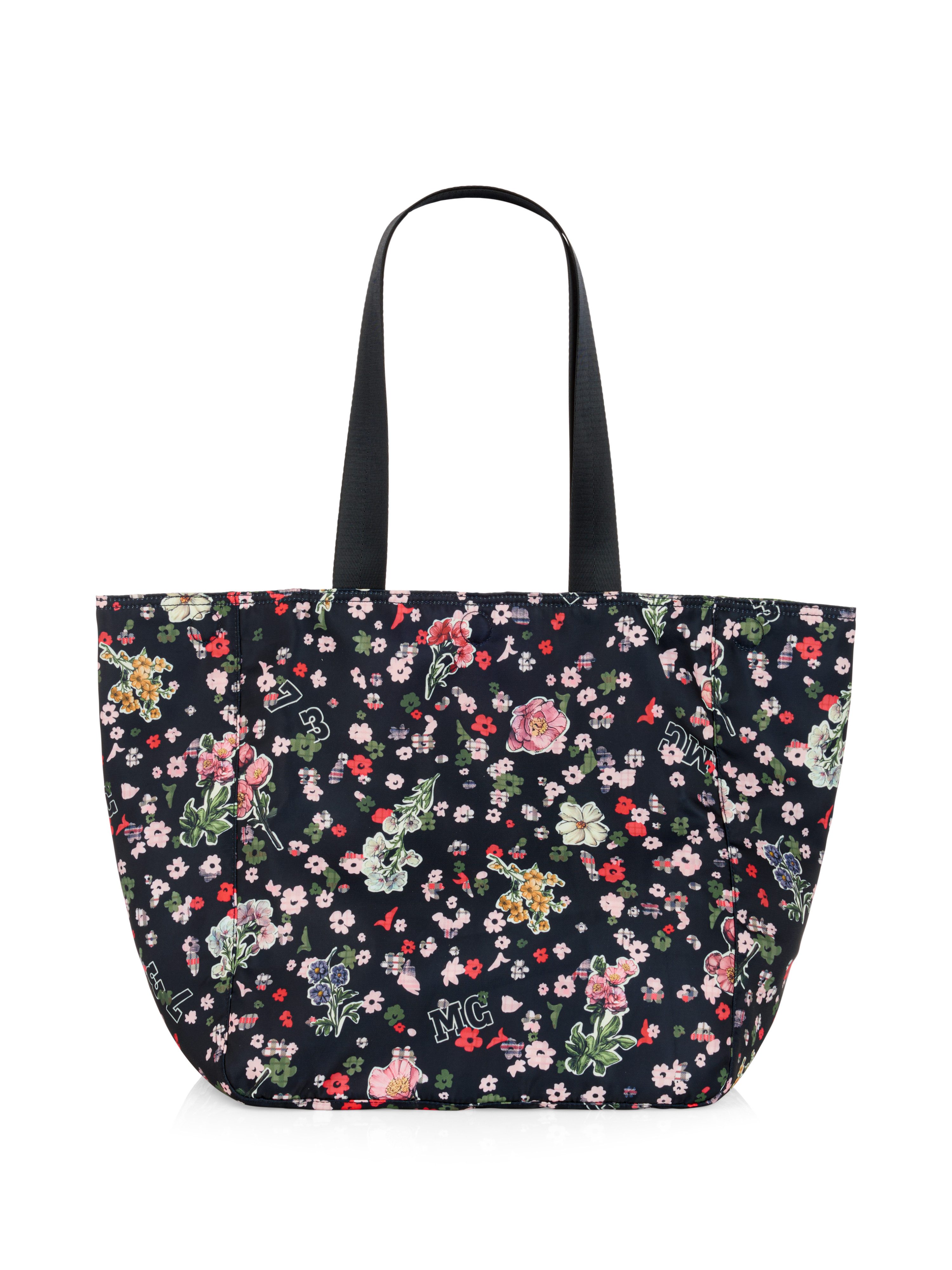 Marc Cain Shopper, Damen Handtasche, Schultertasche mit hübschem Blumenmuster