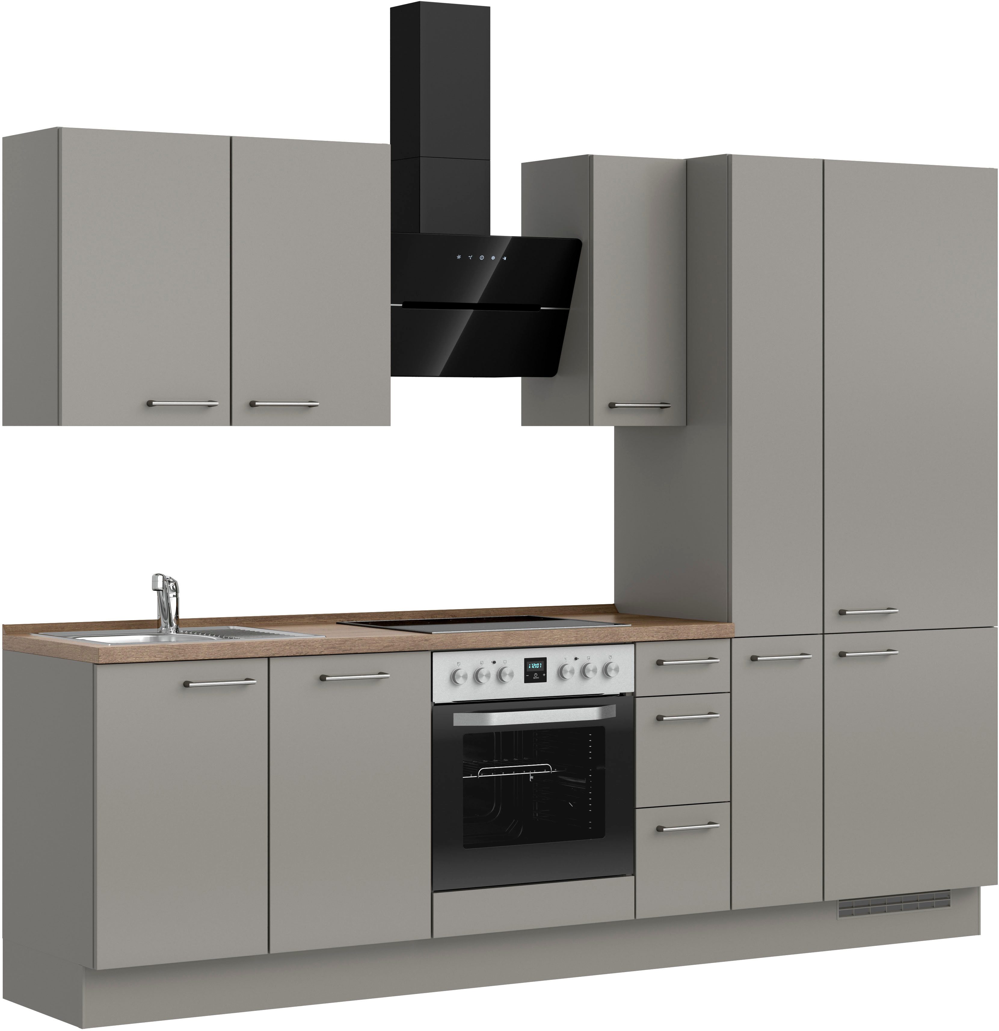 nobilia® Küchenzeile "Laser II", NEU: individuell anpassbar mit gratis Profi-Beratung, vormontiert, 270 cm breit, optional mit verschiedenen E‑Geräte-Sets