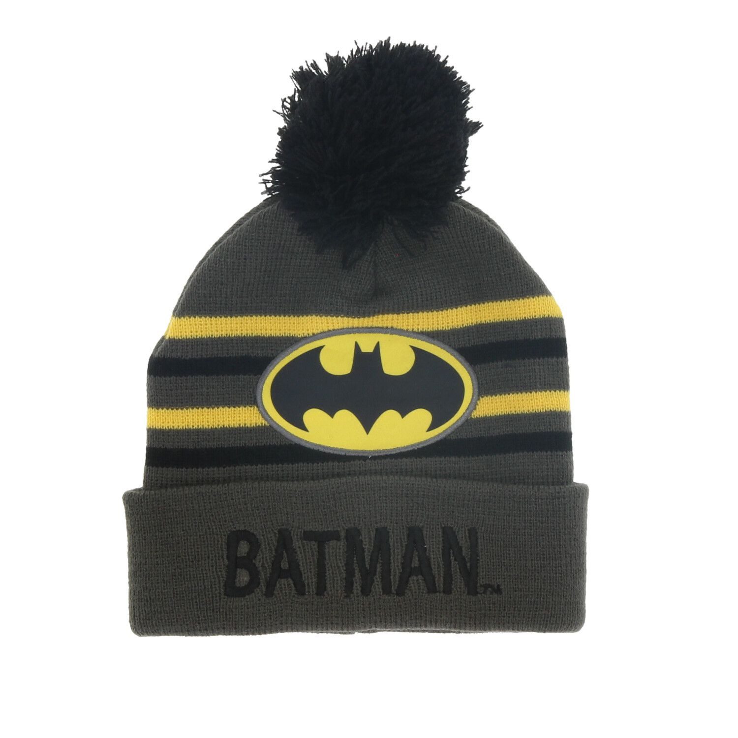 Batman Bommelmütze Wintermütze mit Bommel – Coole Onesize Mütze für Kinder