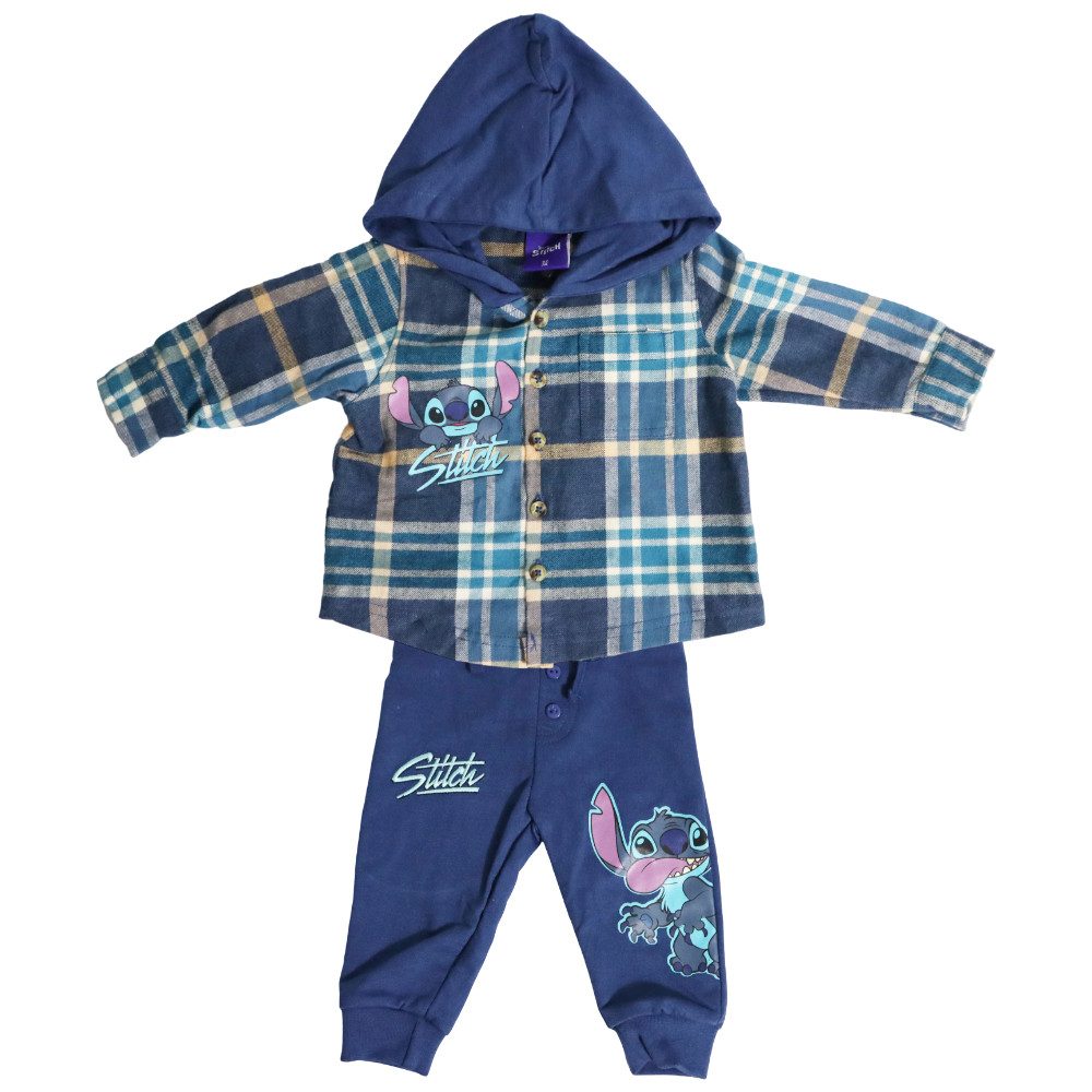 Jeanshemd Disney Stitch Baby 2 tlg Set Hemd mit Kapuze plus Hose