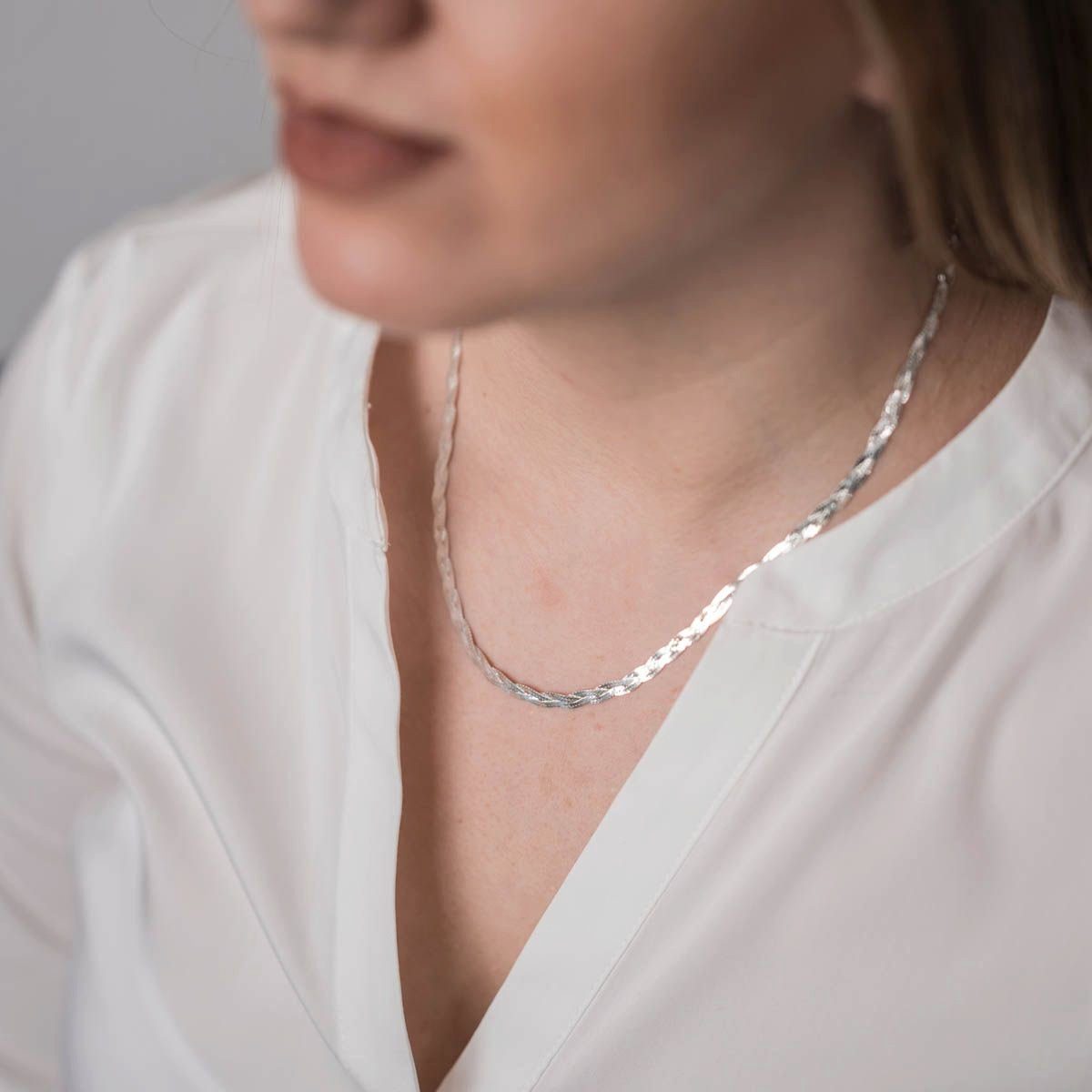 Materia Silberkette Damen Herringbone / Fischgrät geflochten K62, 925 Sterl günstig online kaufen