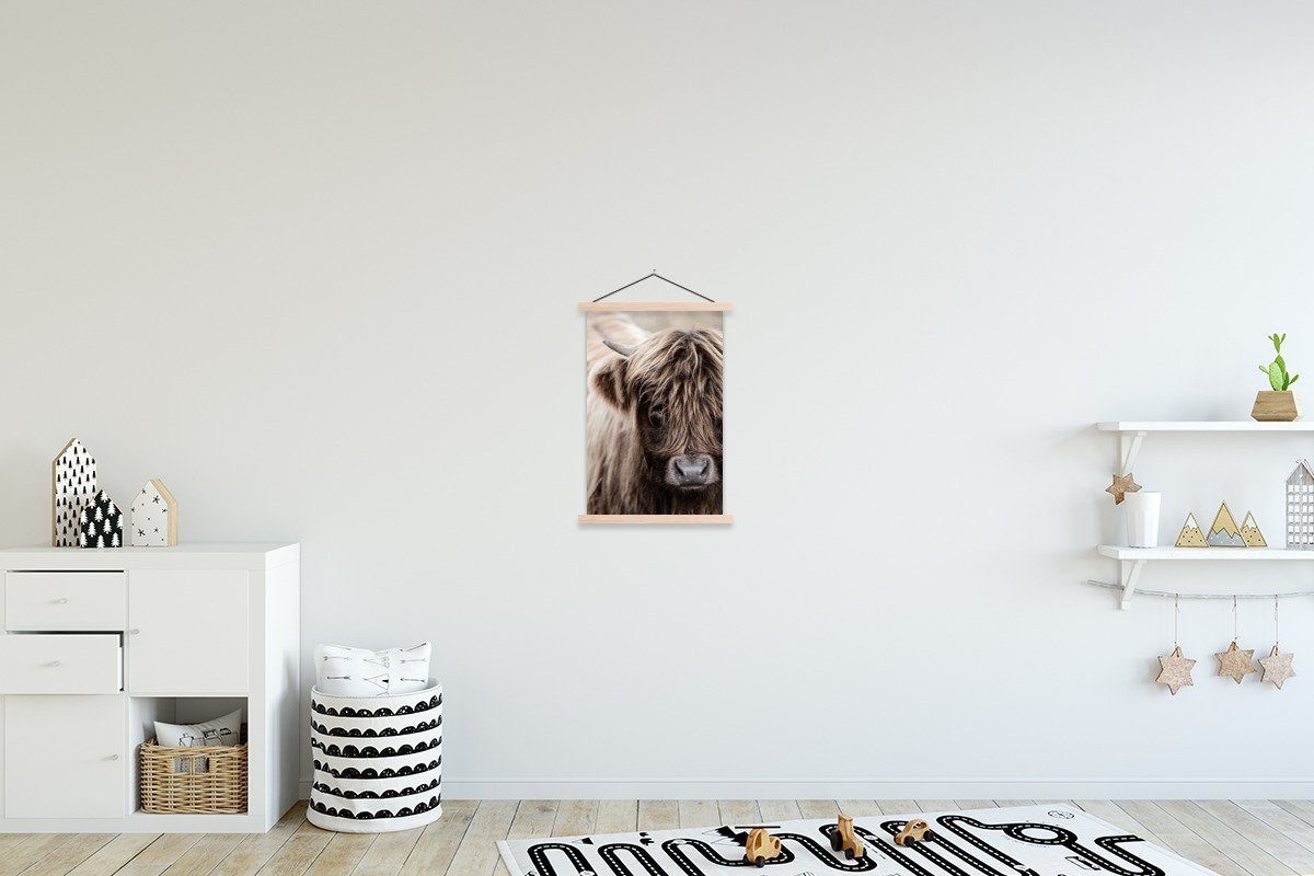MuchoWow Poster Schottischer Highlander - Tiere - Hoorn, (1 St), Posterleiste, Textilposter für Wohnzimmer, Bilderleiste, Magnetisch